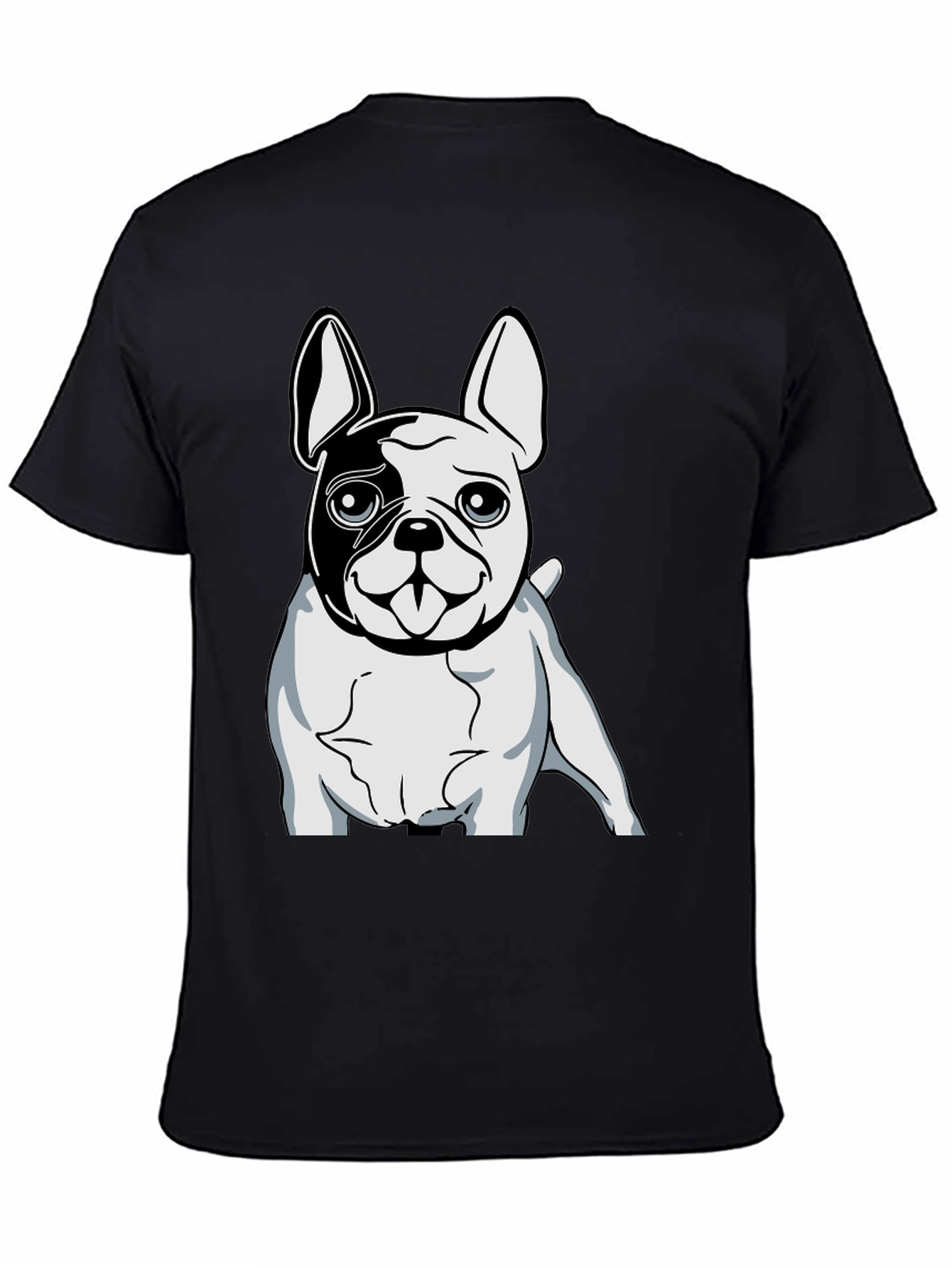 Black T-Shirt with Bulldog Graphic Print