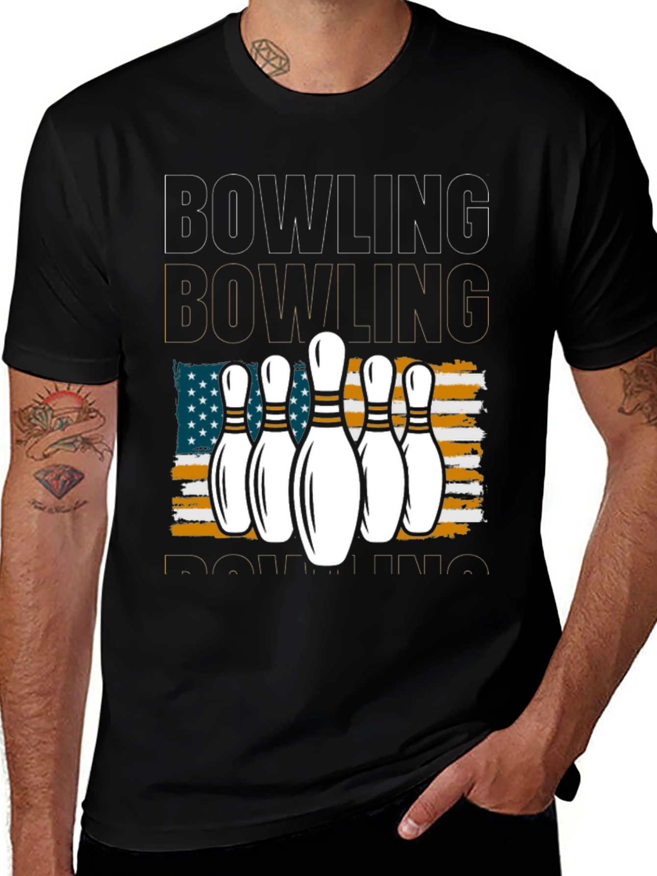 Bowling American Flag T-Shirt