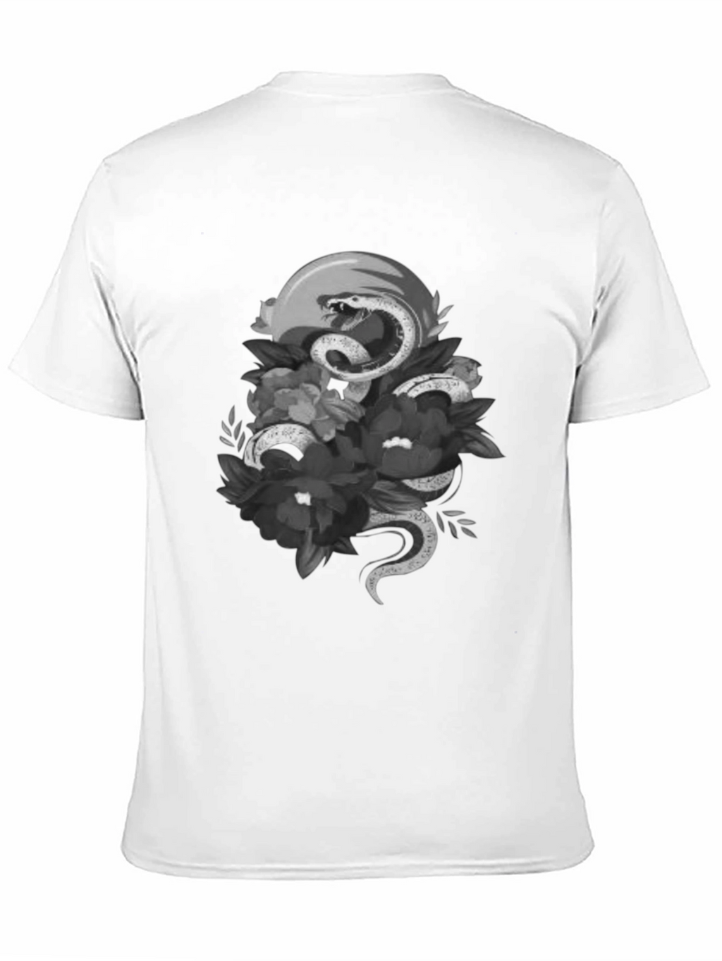 Snake & Floral Graphic Tee - Unique Design