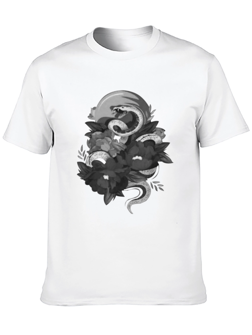 Snake & Floral Graphic Tee - Unique Design