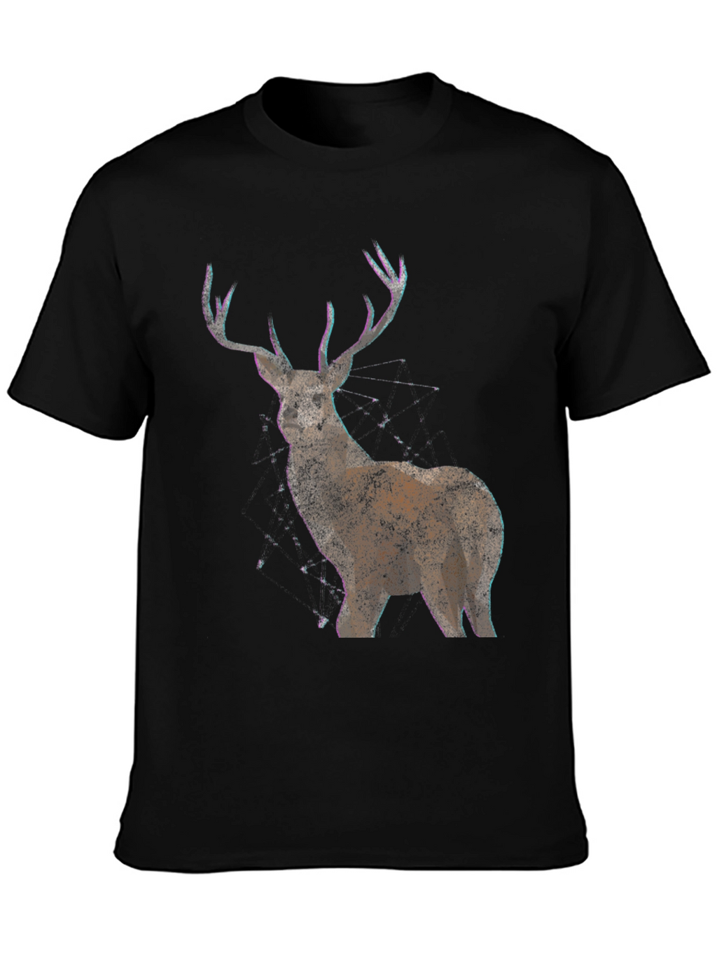 Deer Graphic Print Mens Black T-Shirt