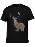 Deer Graphic Print Mens Black T-Shirt