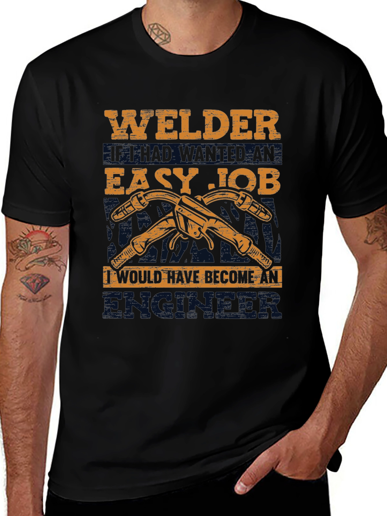 Welders Easy Job Black Graphic T-Shirt
