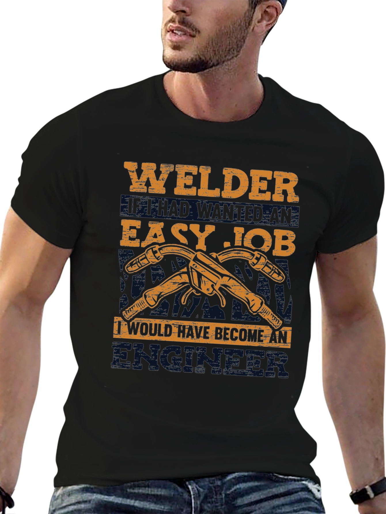 Welders Easy Job Black Graphic T-Shirt