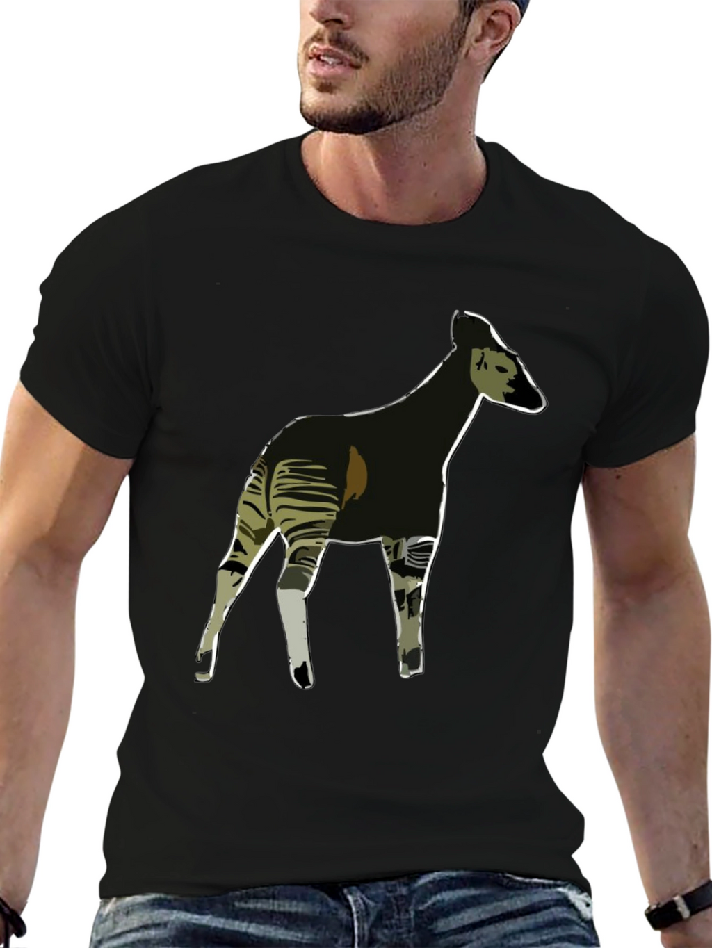 Okapi Graphic Tee - Stylish Mens Black T-Shirt