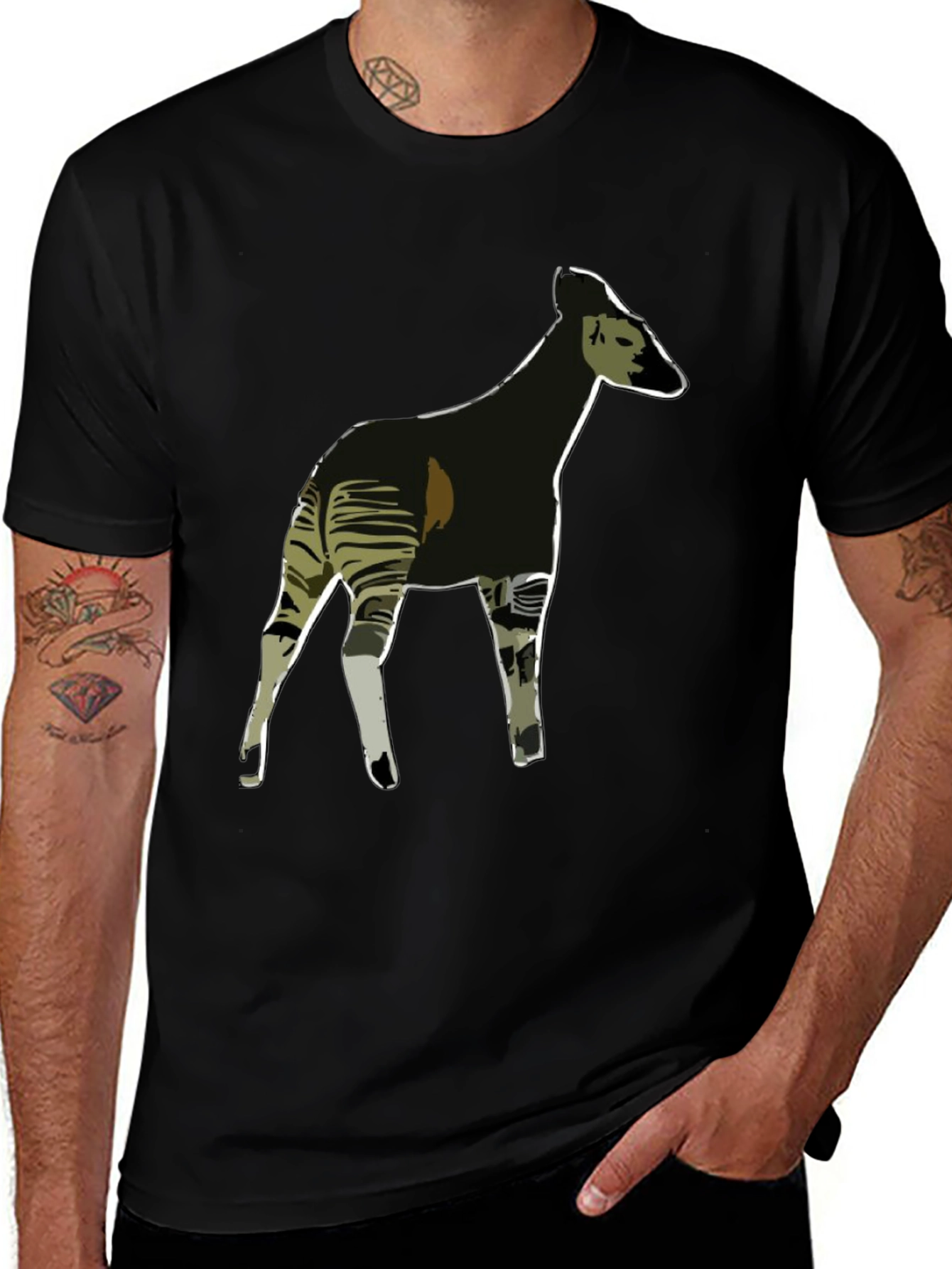 Okapi Graphic Tee - Stylish Mens Black T-Shirt