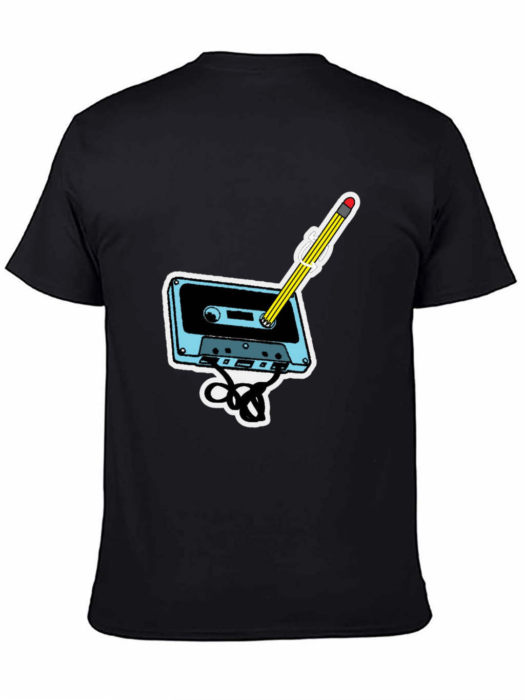 Retro Cassette & Pencil Graphic T-Shirt