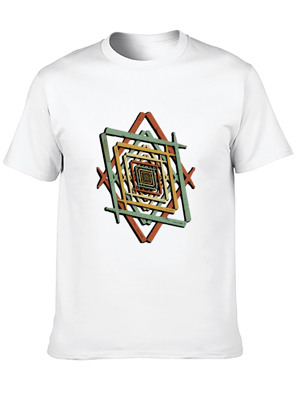 Geometric Square Pattern Black T-Shirt