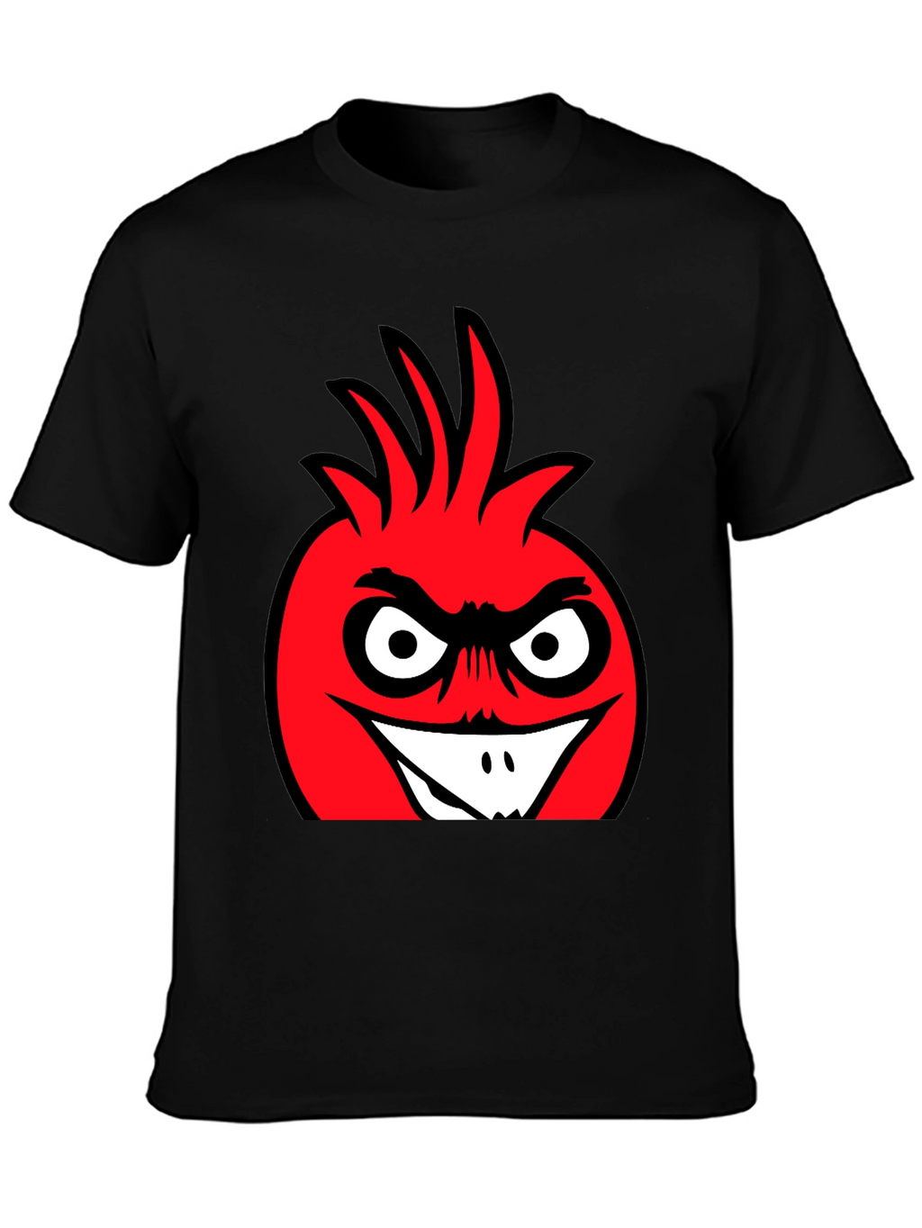 Angry Red Cartoon Character Black T-Shirt
