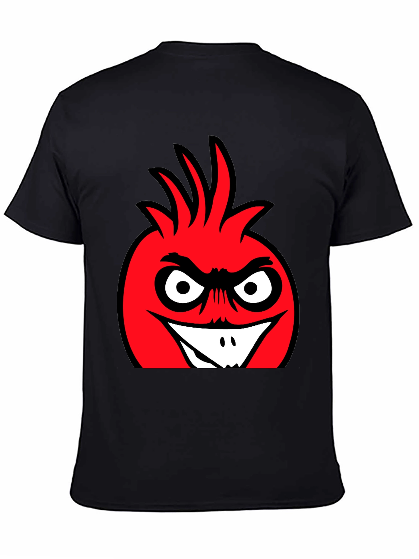 Angry Red Cartoon Character Black T-Shirt