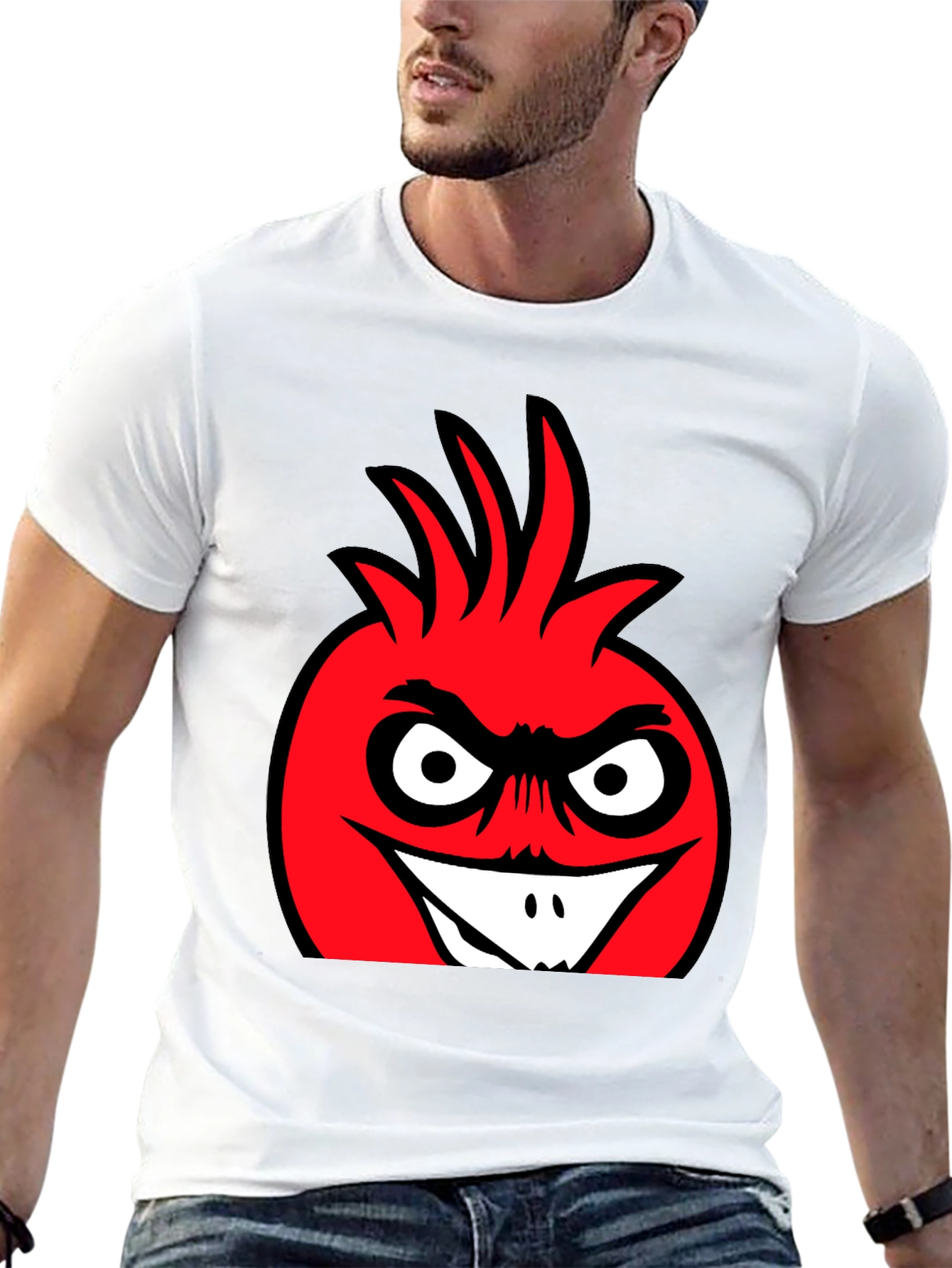 Angry Red Cartoon Character Black T-Shirt