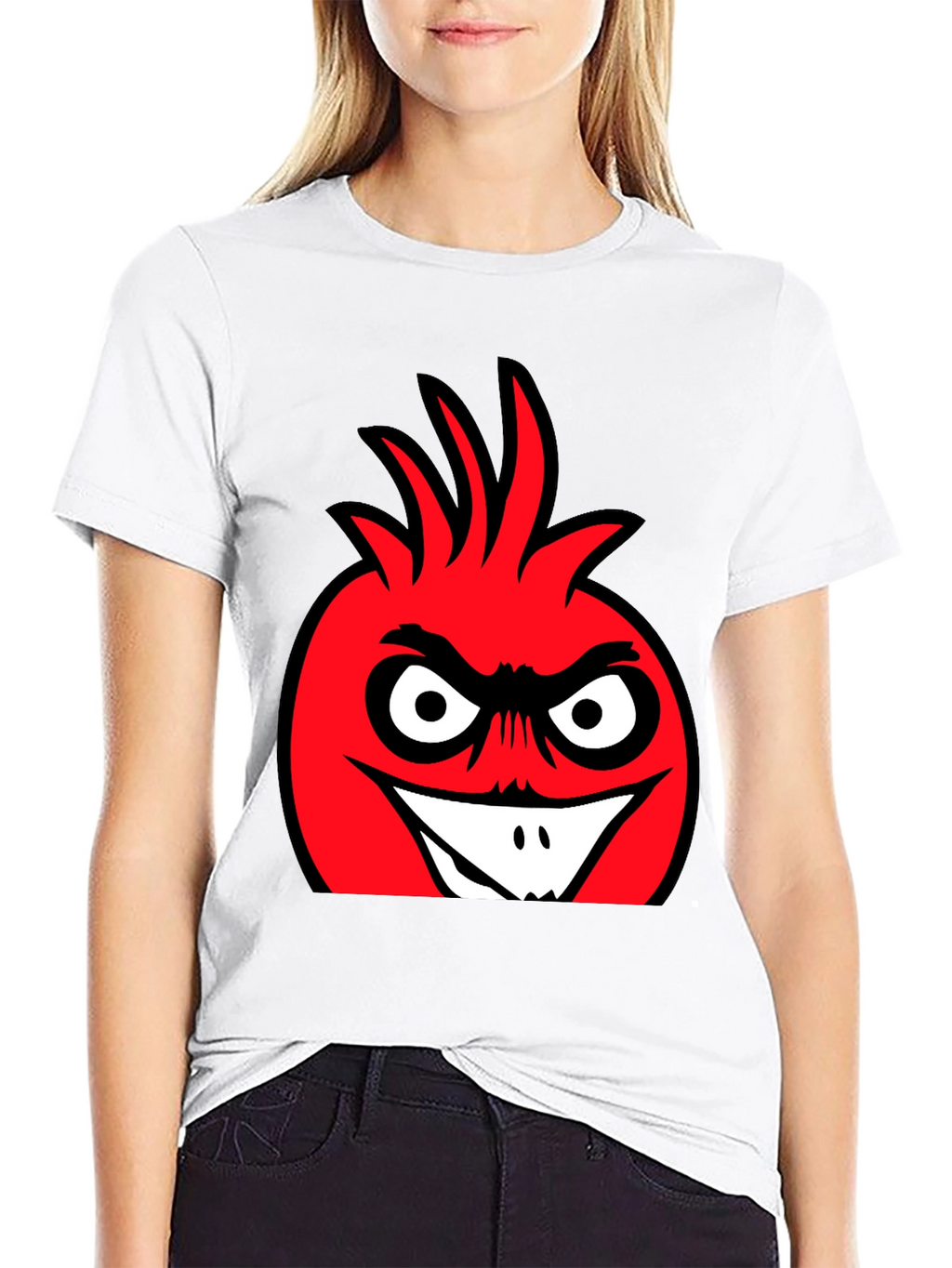Angry Red Cartoon Character Black T-Shirt
