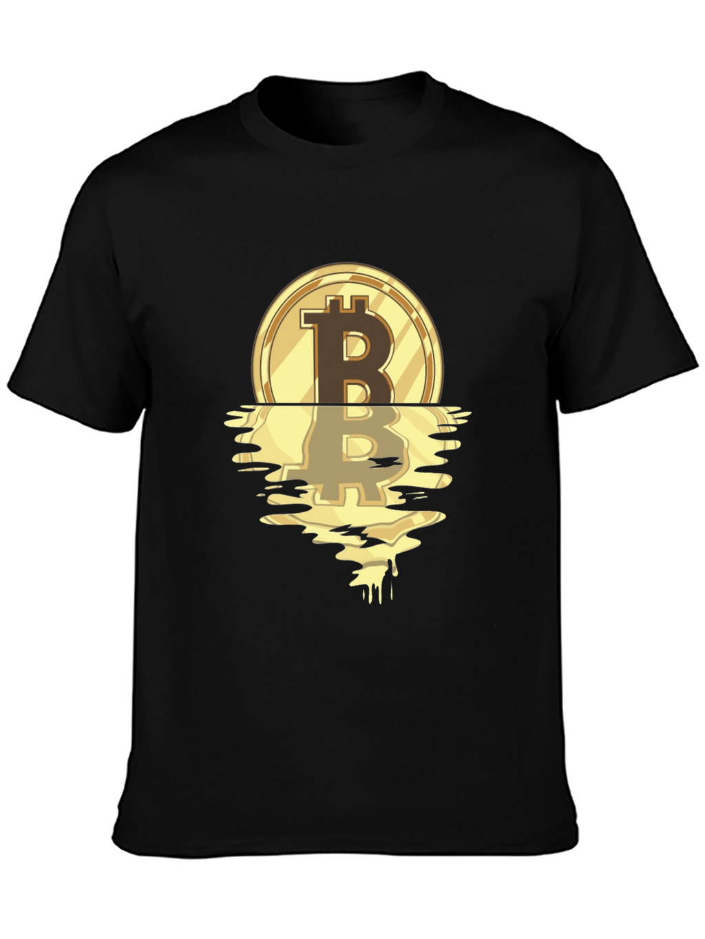Bitcoin Melting Gold Coin Graphic T-Shirt