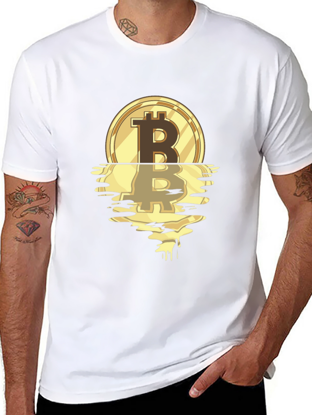 Bitcoin Melting Gold Coin Graphic T-Shirt