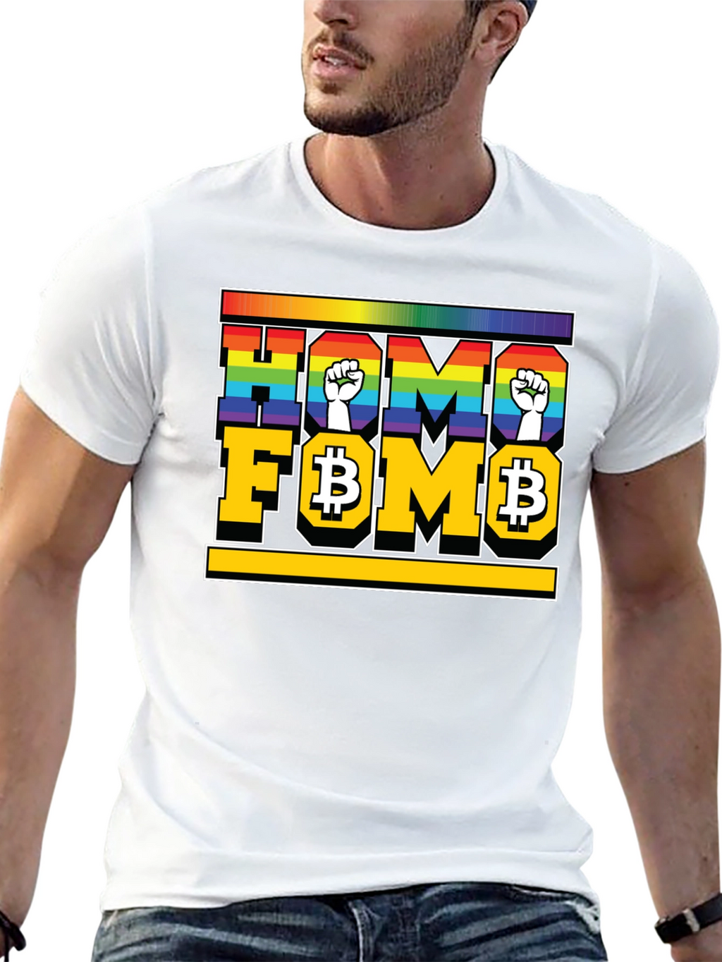 Homo FOMO T-Shirt - LGBTQ+ Bitcoin Pride