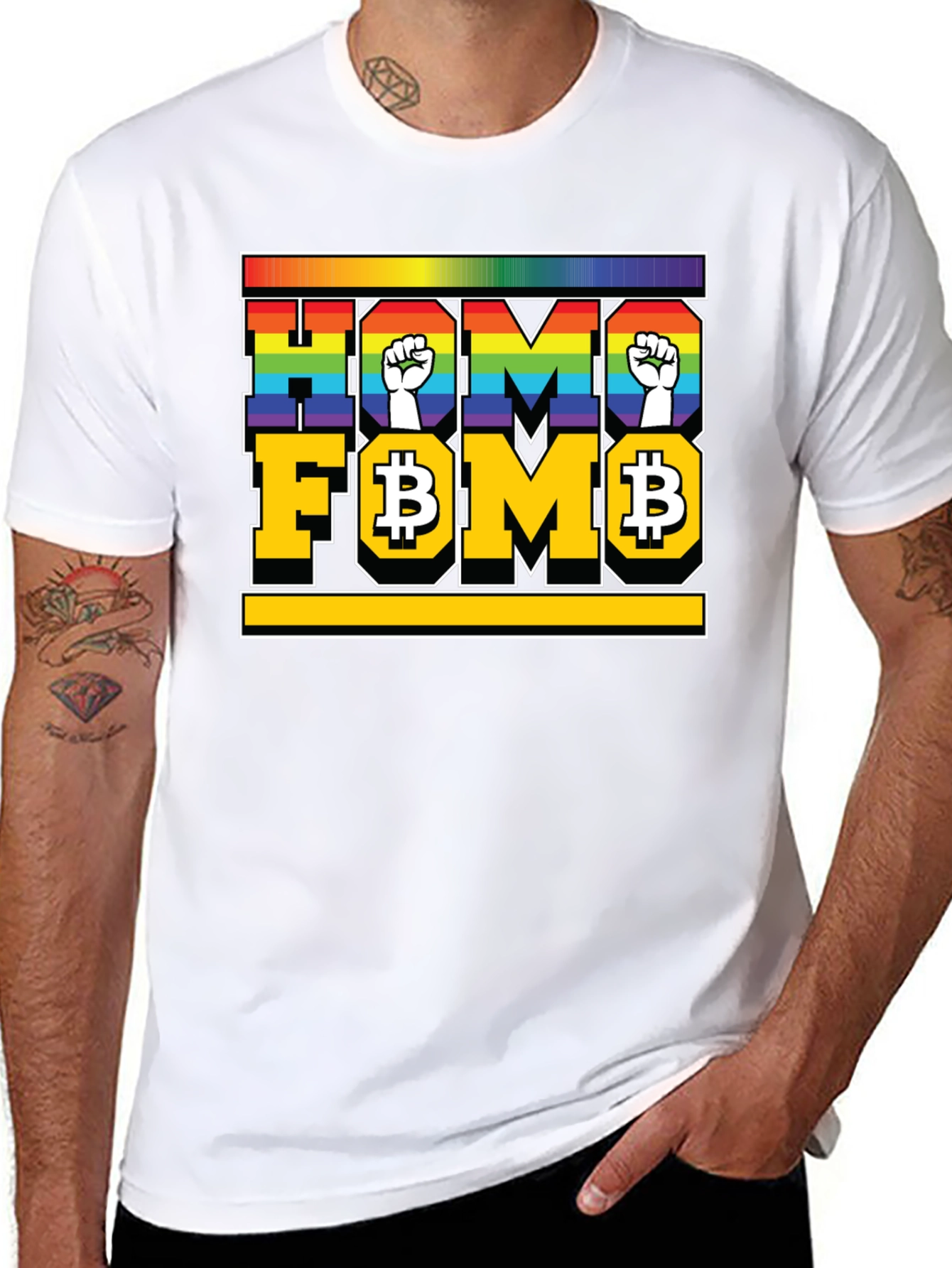 Homo FOMO T-Shirt - LGBTQ+ Bitcoin Pride