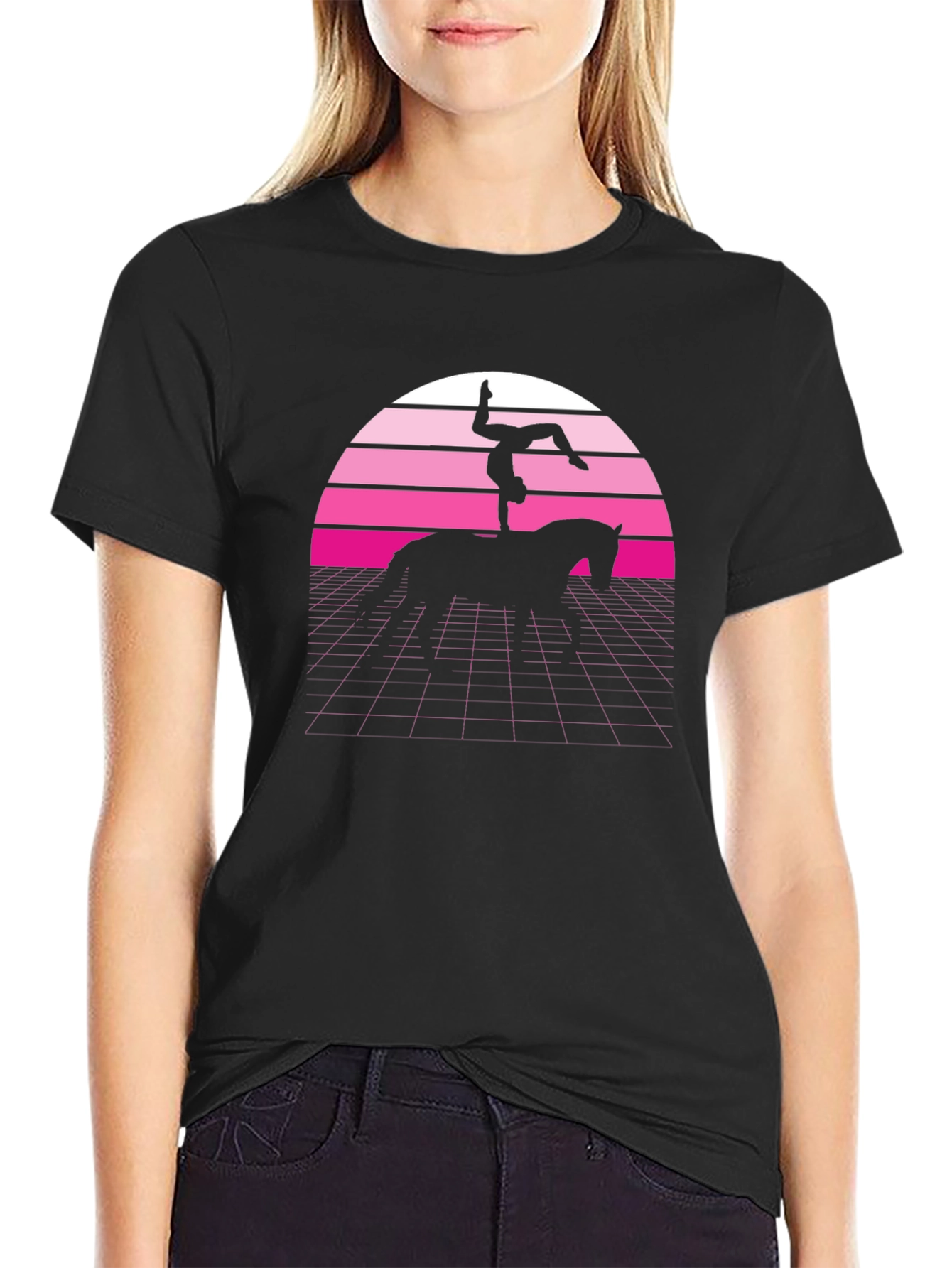Retro Vaulting Horse T-Shirt - Black