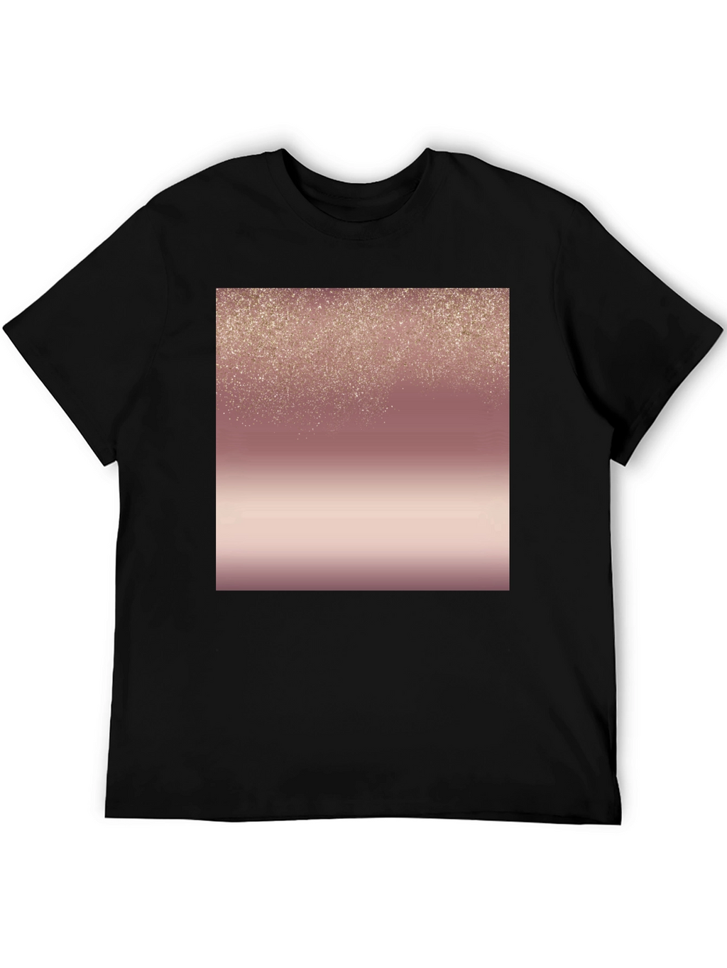 Stylish Black Tee with Rose Gold Gradient Design