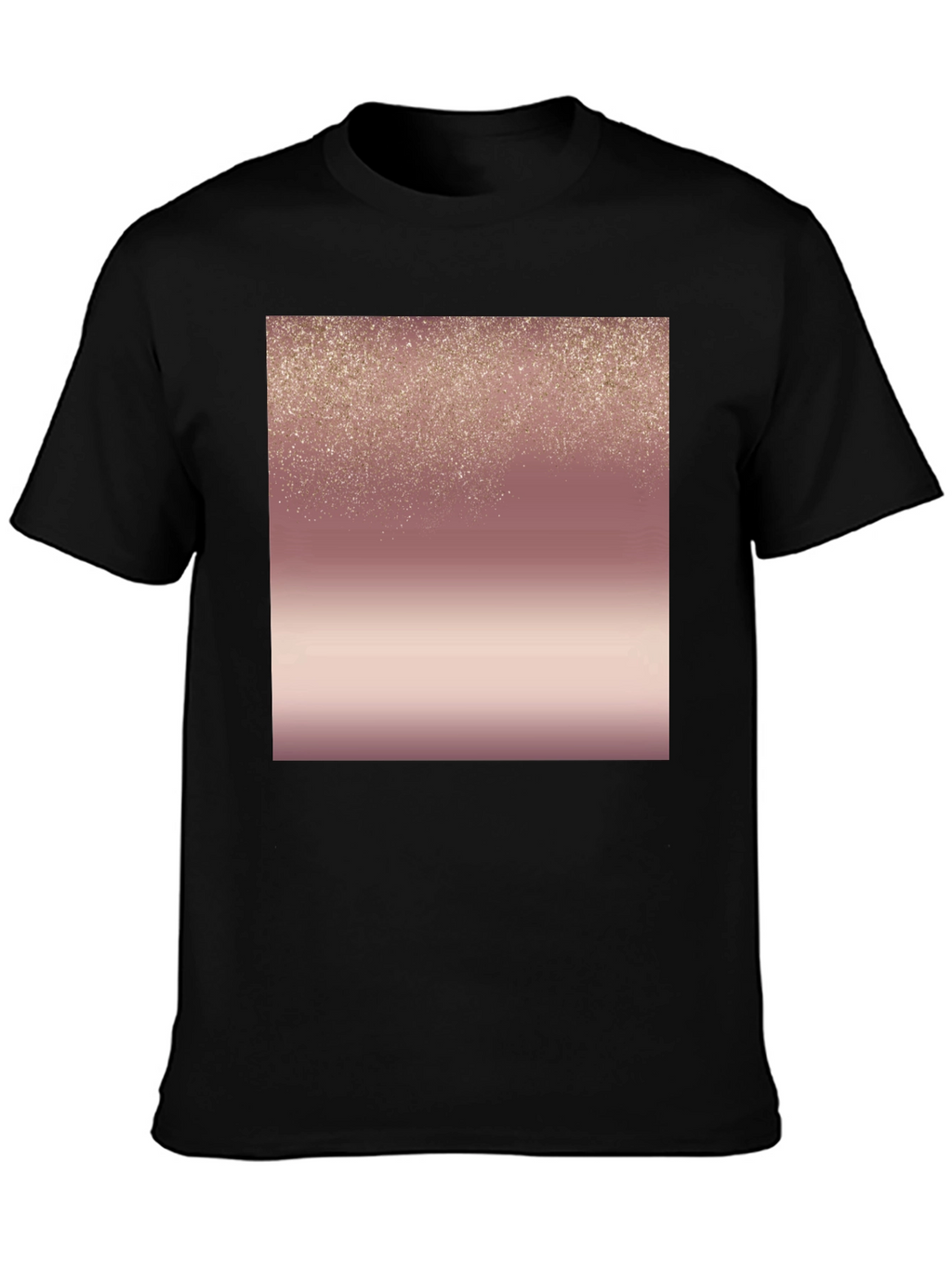 Stylish Black Tee with Rose Gold Gradient Design