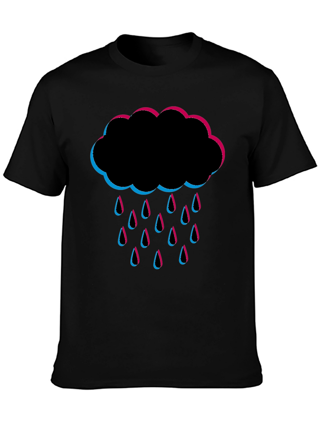 Rain Cloud Graphic Tee - Black Cotton T-Shirt