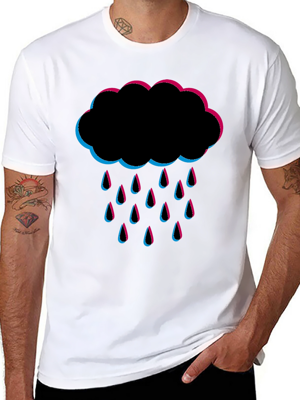 Rain Cloud Graphic Tee - Black Cotton T-Shirt