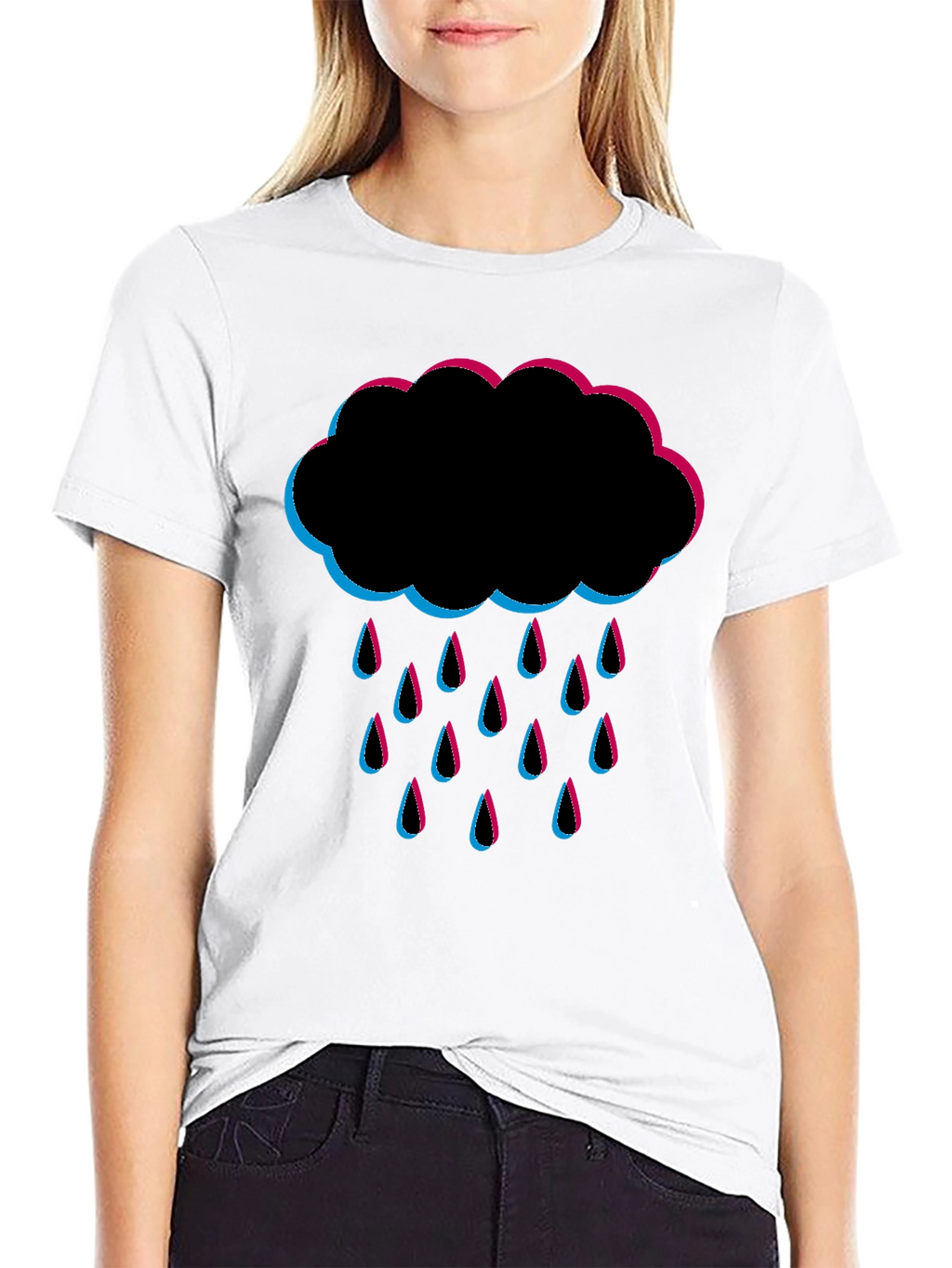 Rain Cloud Graphic Tee - Black Cotton T-Shirt