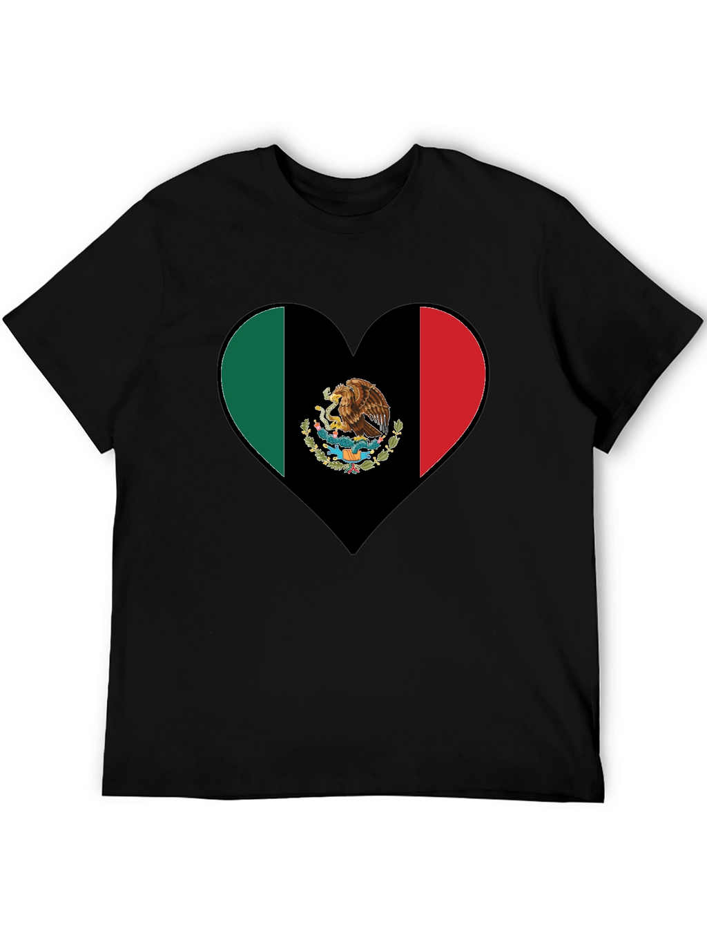 Mexico Flag Heart Graphic T-Shirt