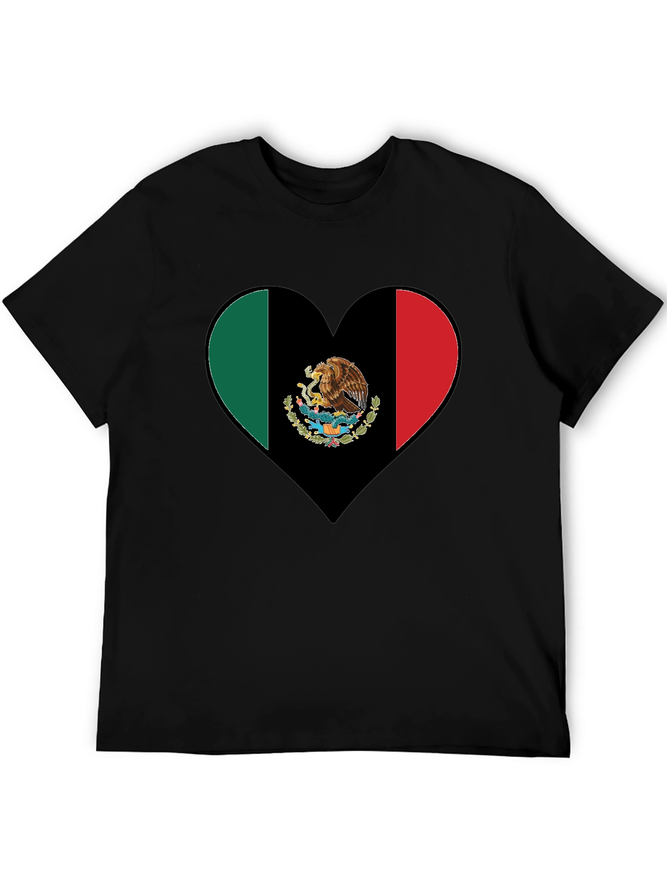 Mexico Flag Heart Graphic T-Shirt