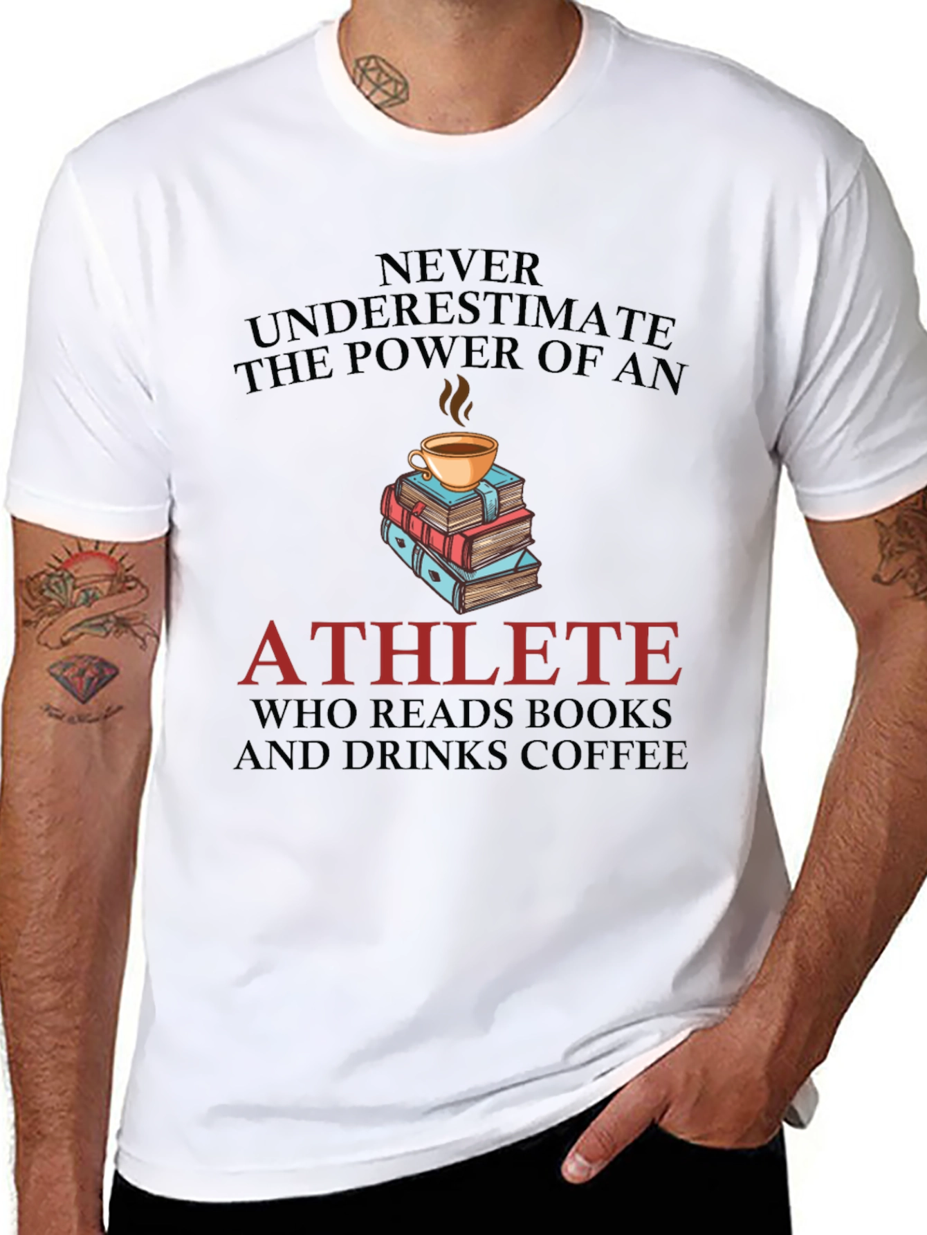 Athlete Reads Books and Drinks Coffee Graphic Tee