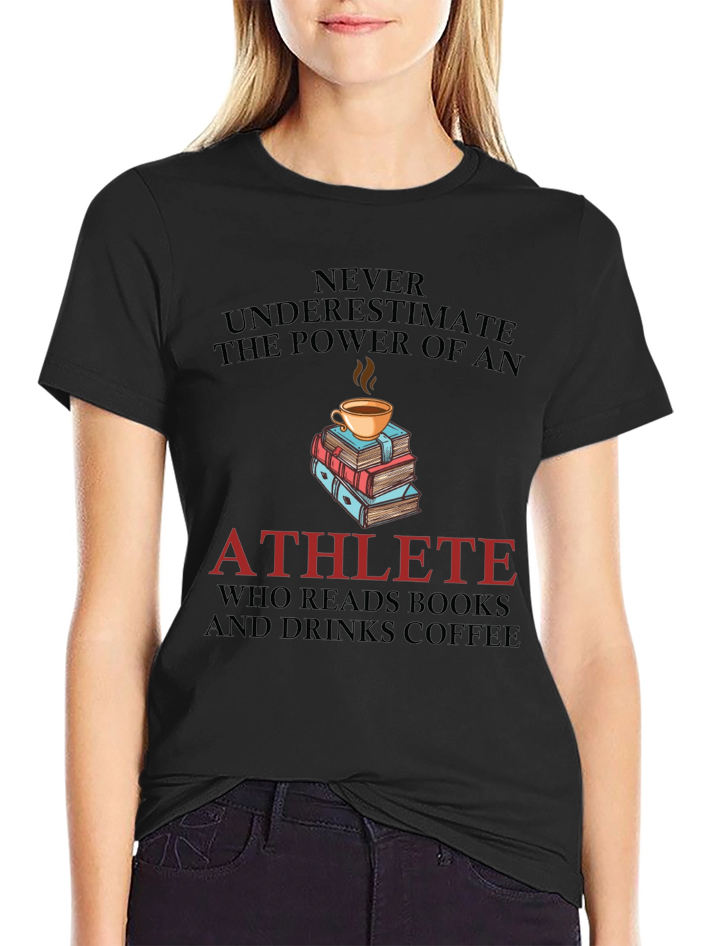Athlete Reads Books and Drinks Coffee Graphic Tee
