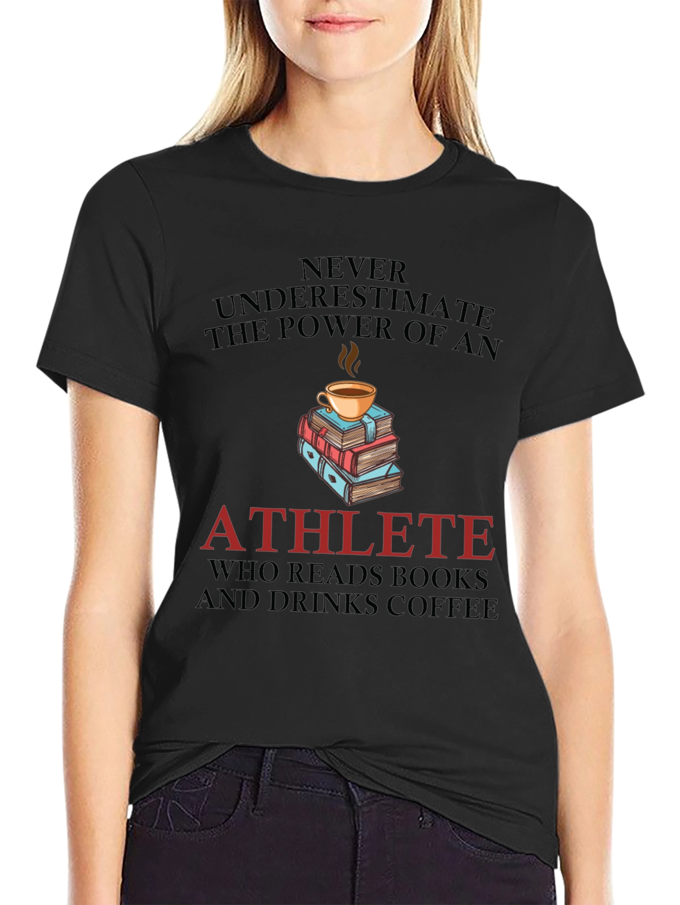 Athlete Reads Books and Drinks Coffee Graphic Tee