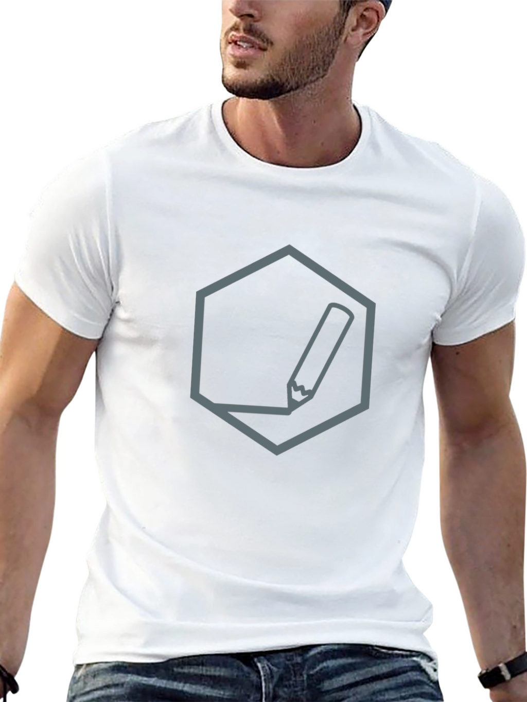 Modern Graphic Tee - Hexagon Pencil Design