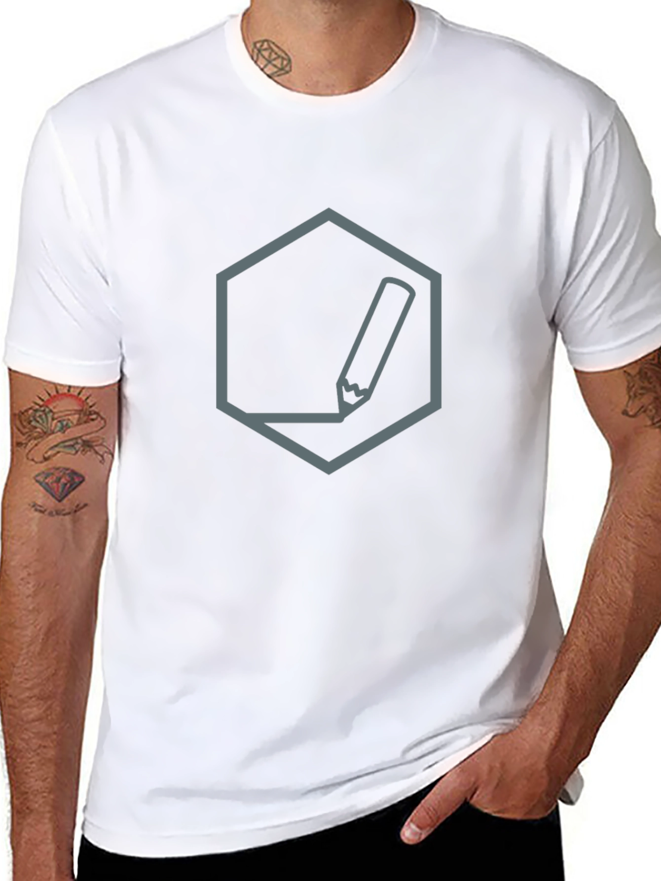 Modern Graphic Tee - Hexagon Pencil Design