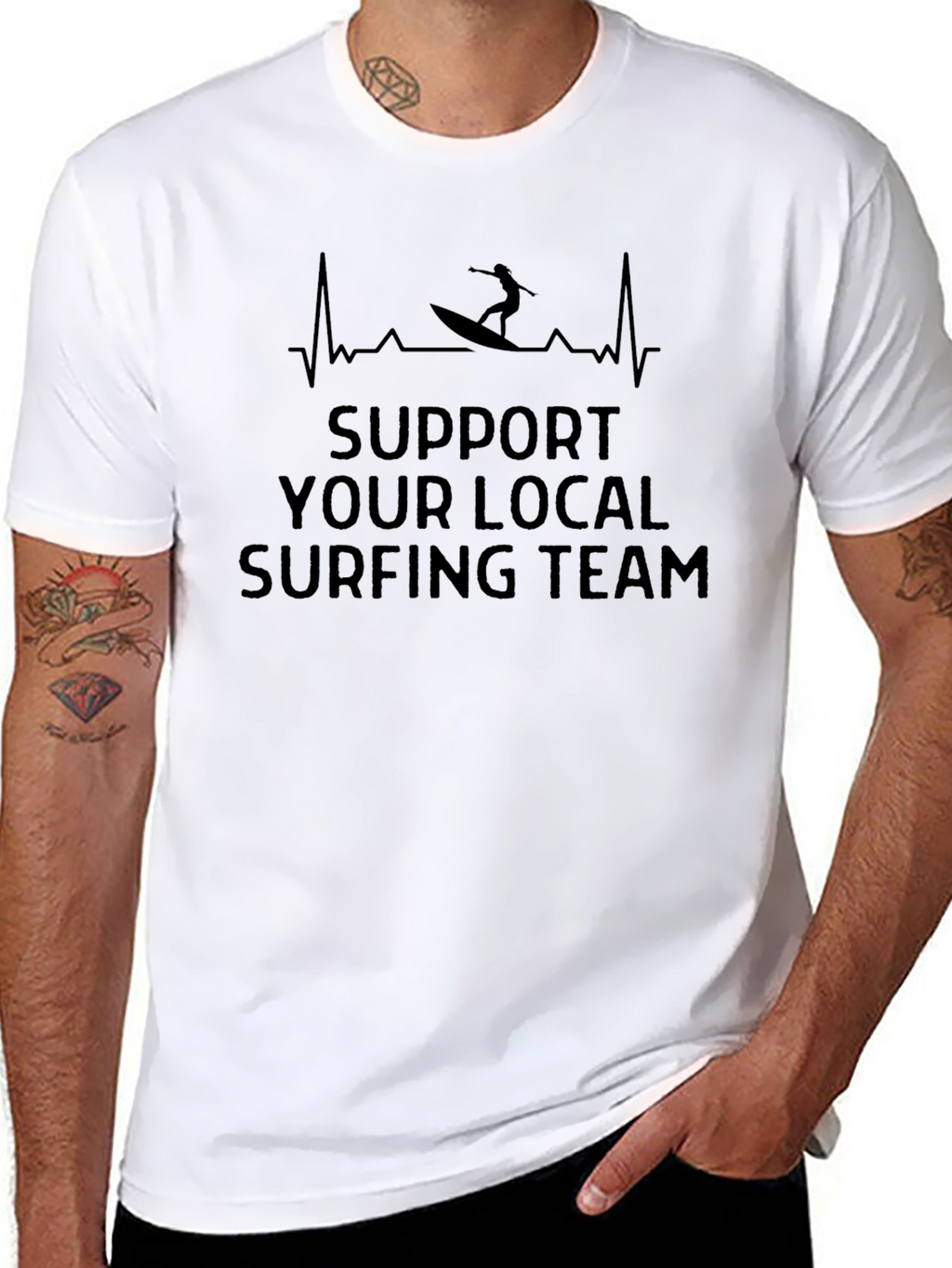 Support Your Local Surfing Team Black T-Shirt