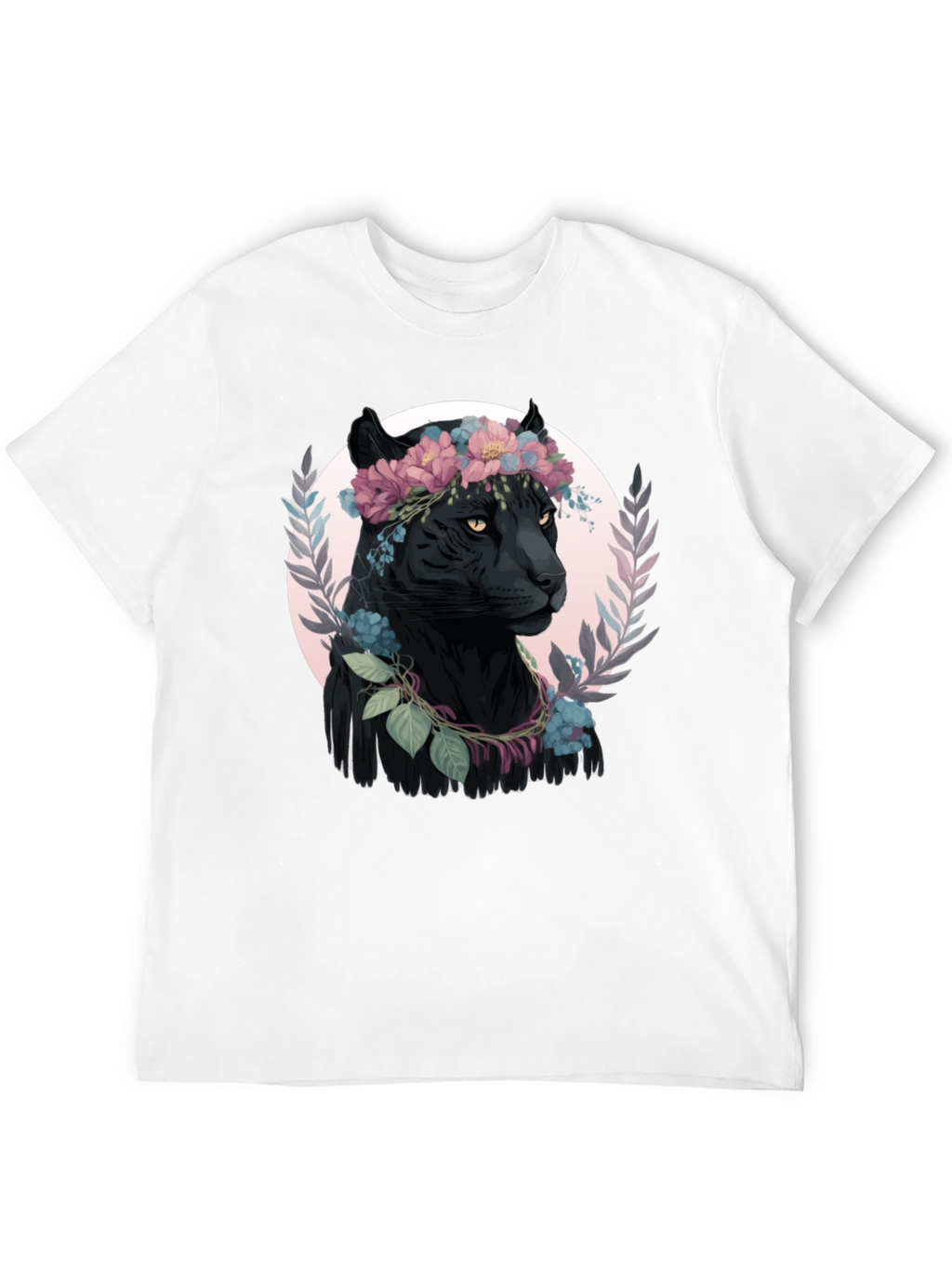 Black Panther Floral Wreath Graphic Tee