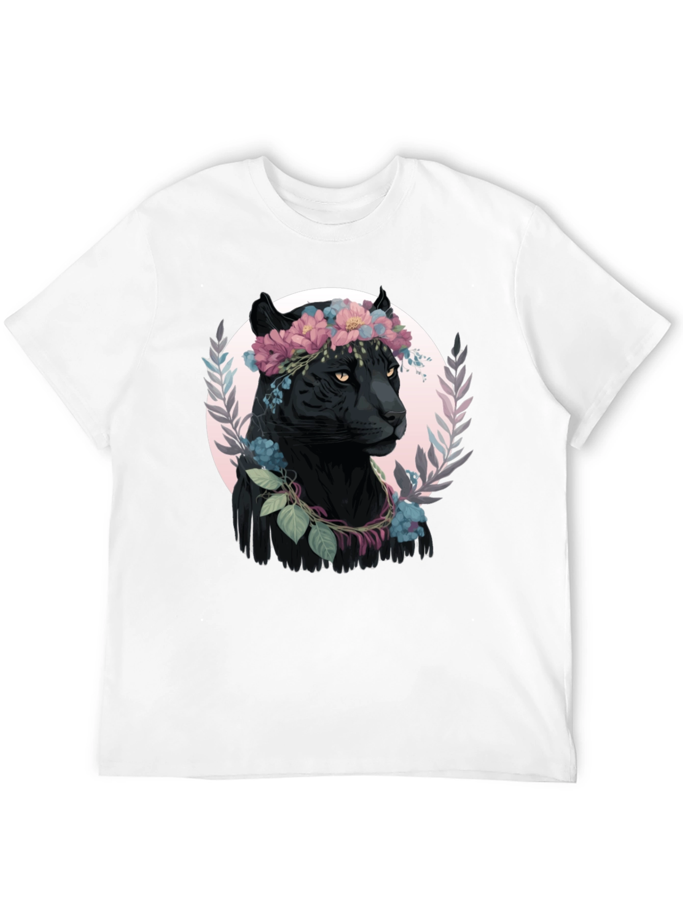 Black Panther Floral Wreath Graphic Tee