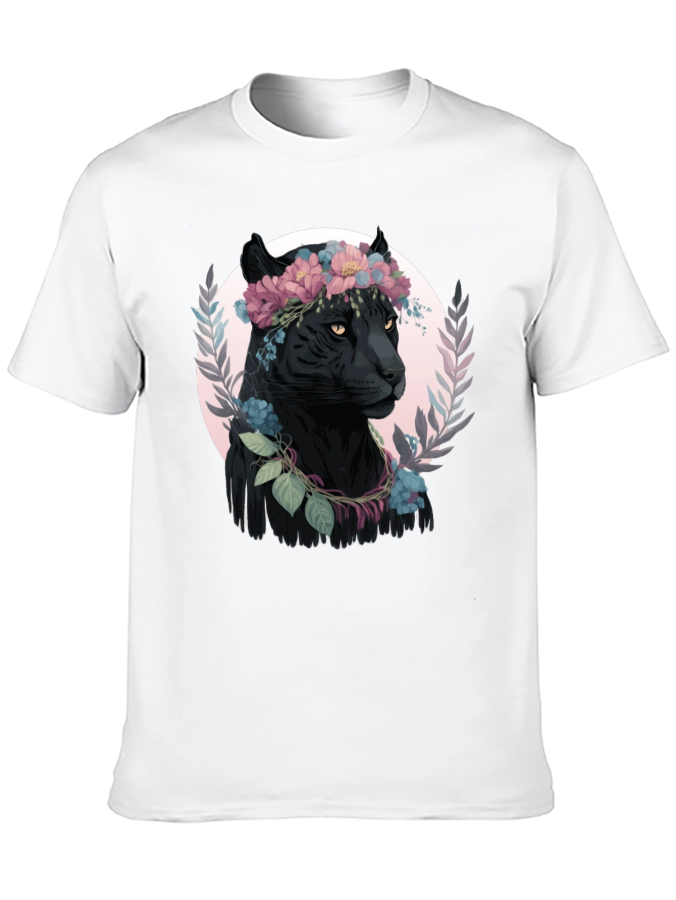 Black Panther Floral Wreath Graphic Tee