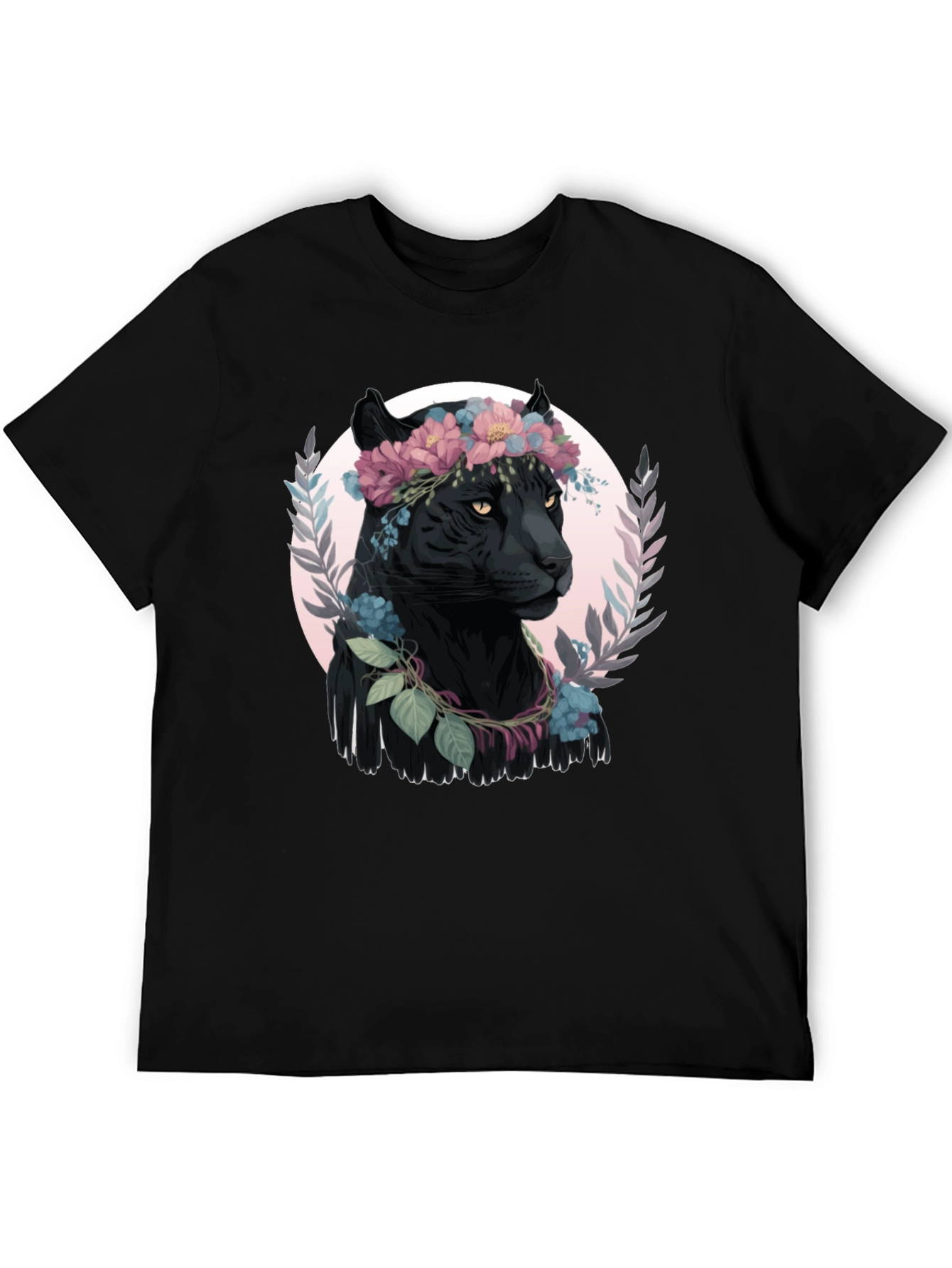 Black Panther Floral Wreath Graphic Tee