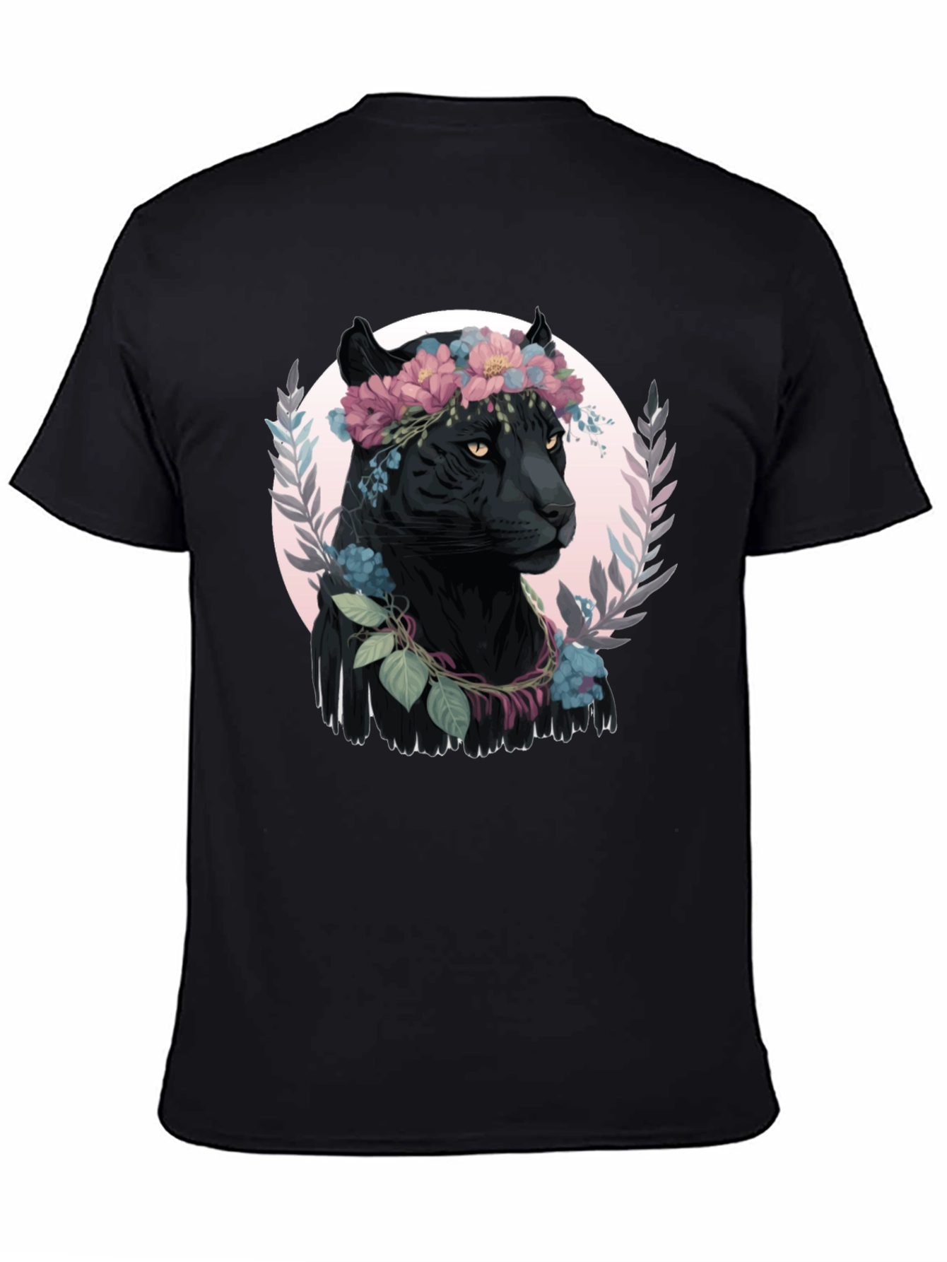 Black Panther Floral Wreath Graphic Tee