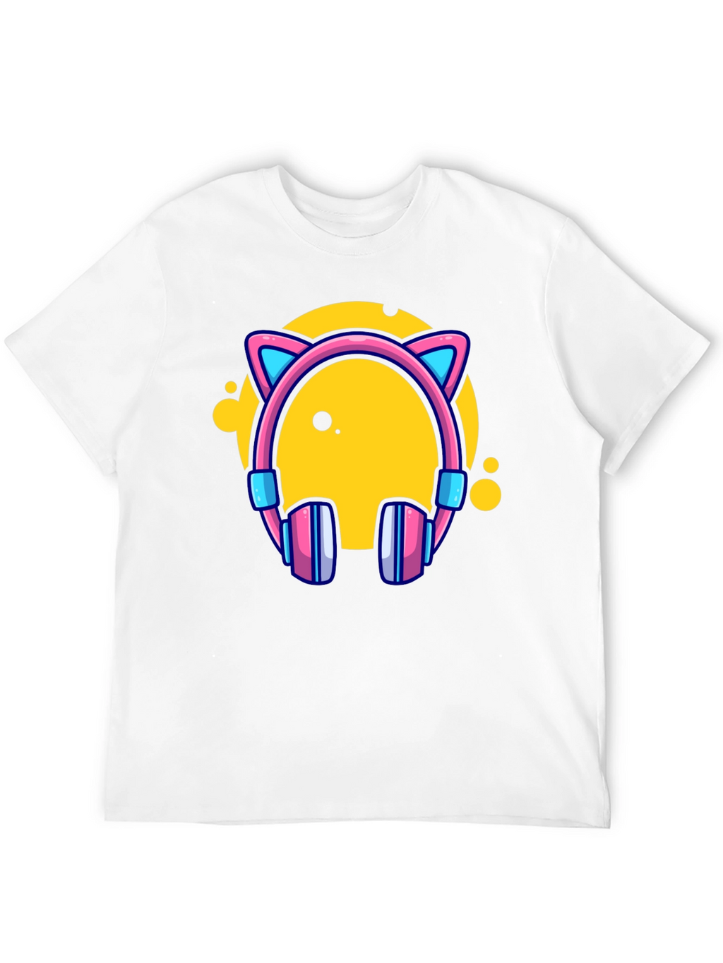 Cat Ear Headphones Graphic Black Tee