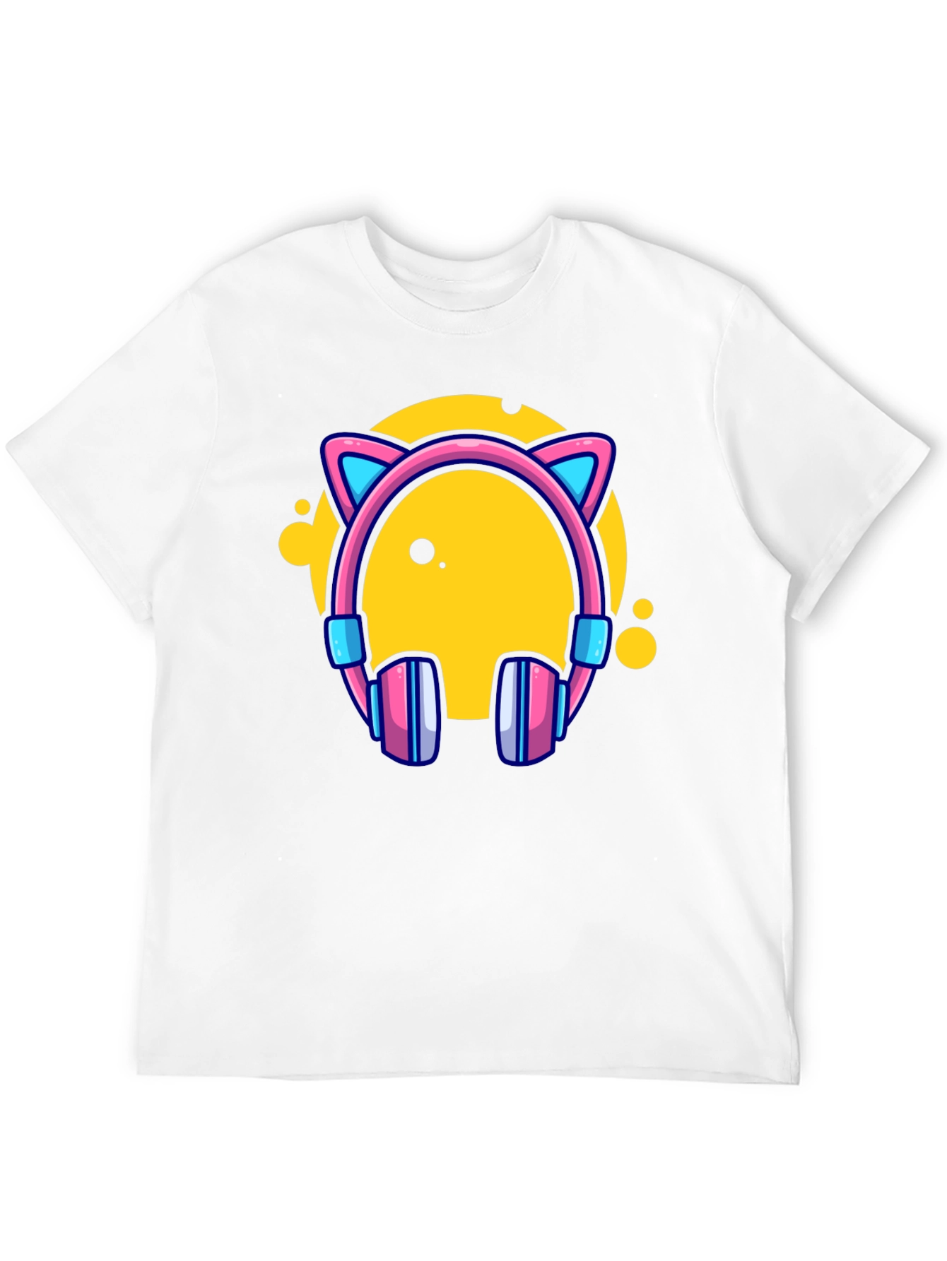 Cat Ear Headphones Graphic Black Tee