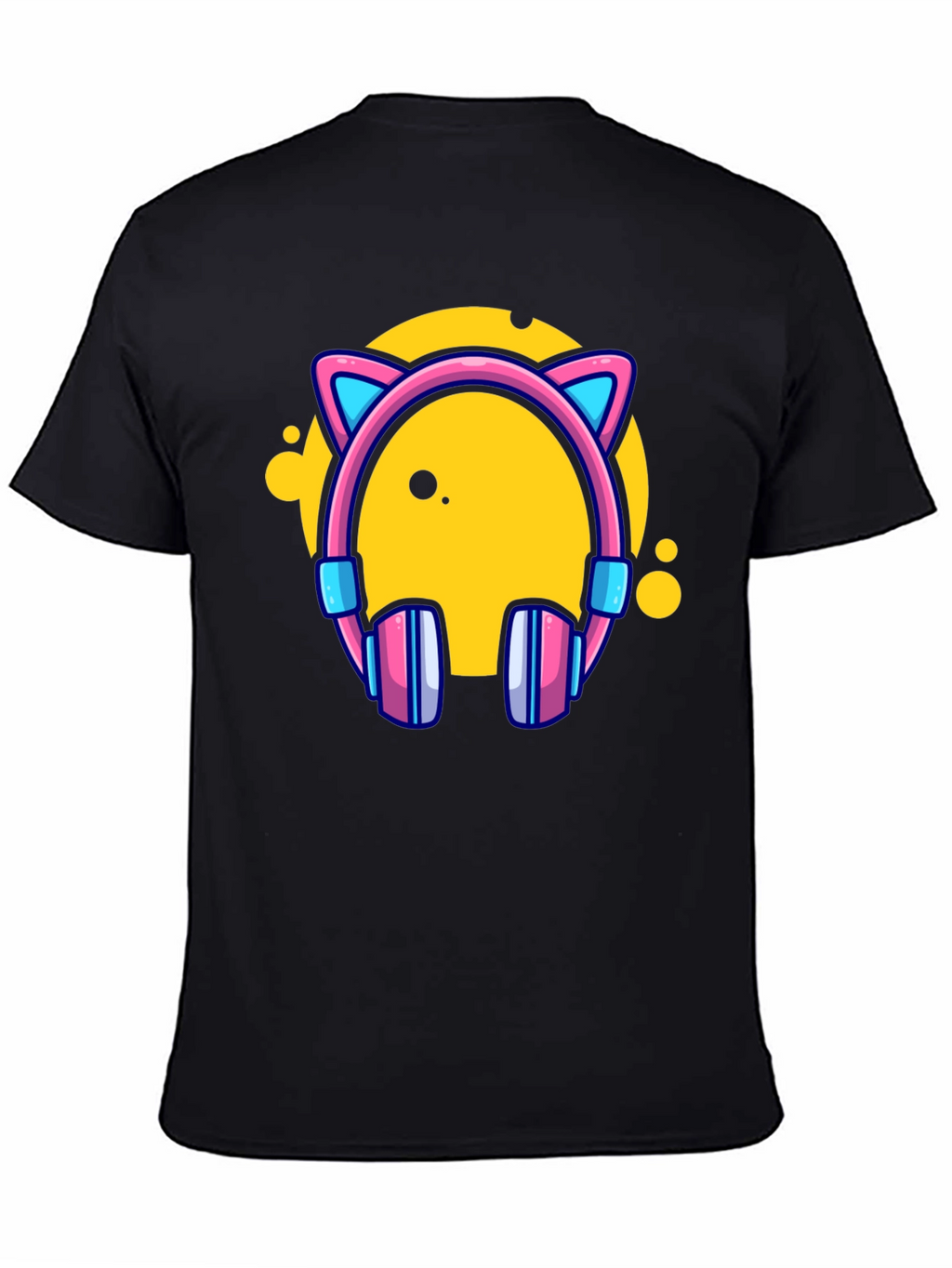 Cat Ear Headphones Graphic Black Tee
