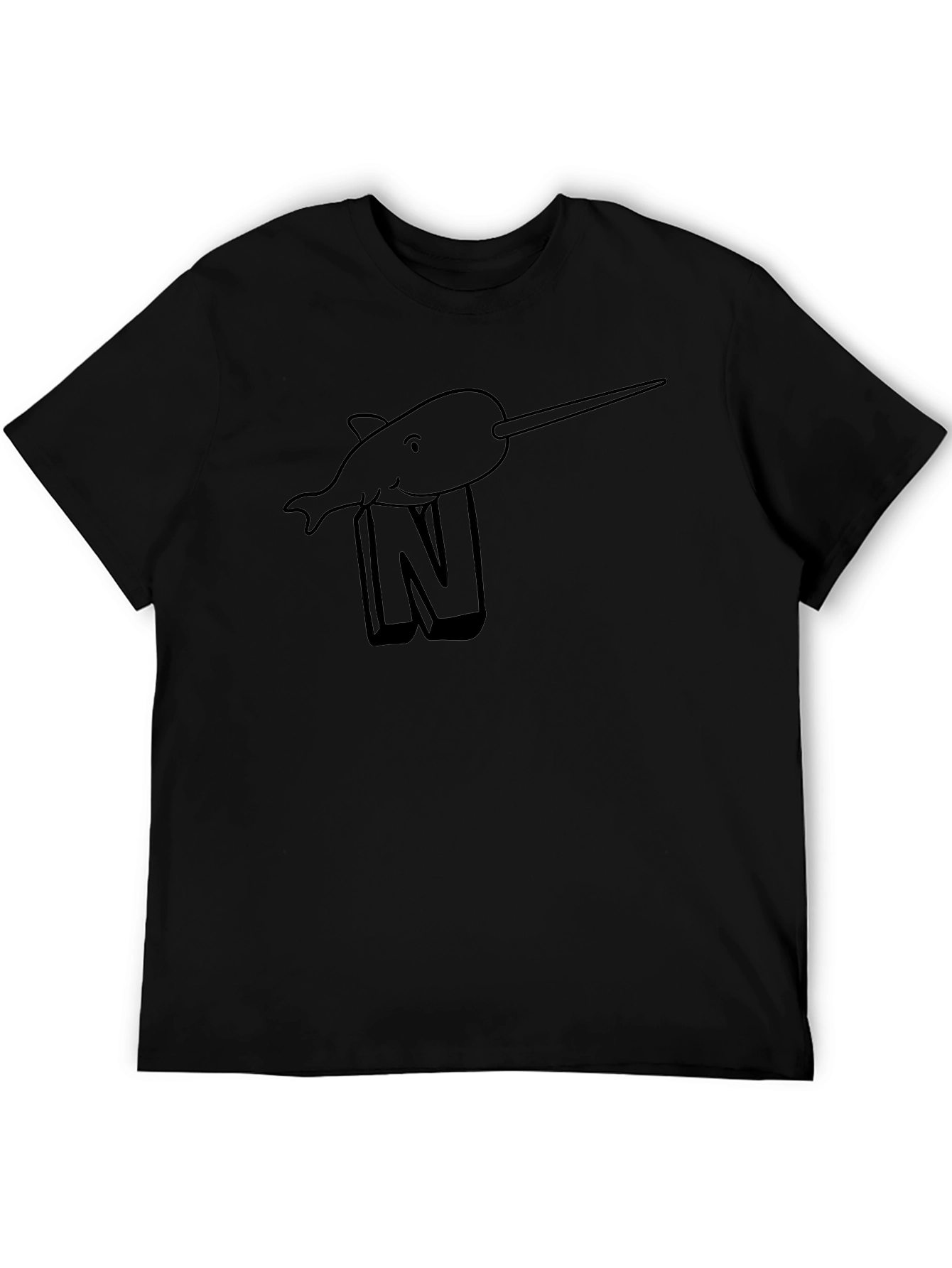 Narwhal N T-Shirt - Black Cotton Tee