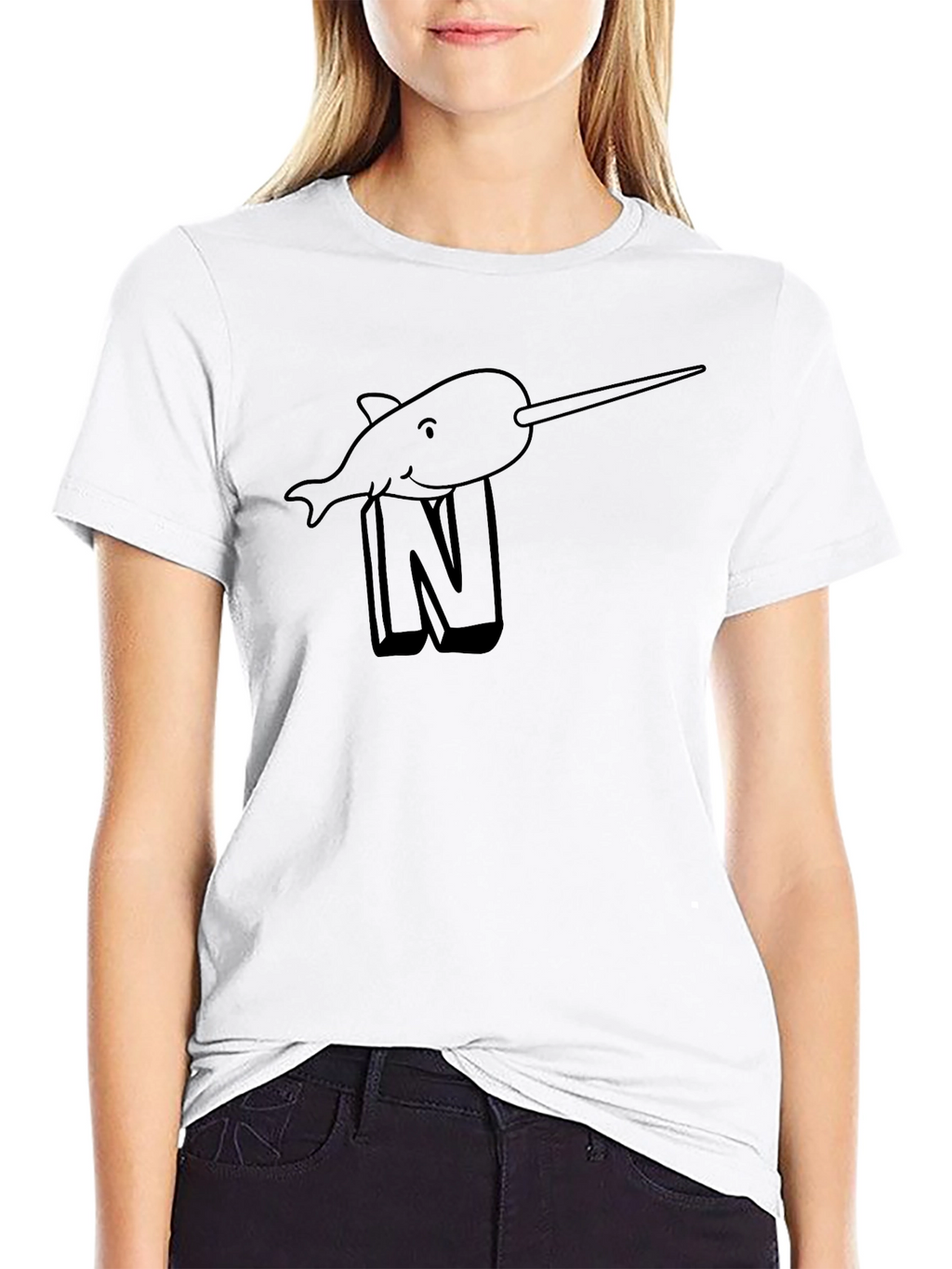 Narwhal N T-Shirt - Black Cotton Tee