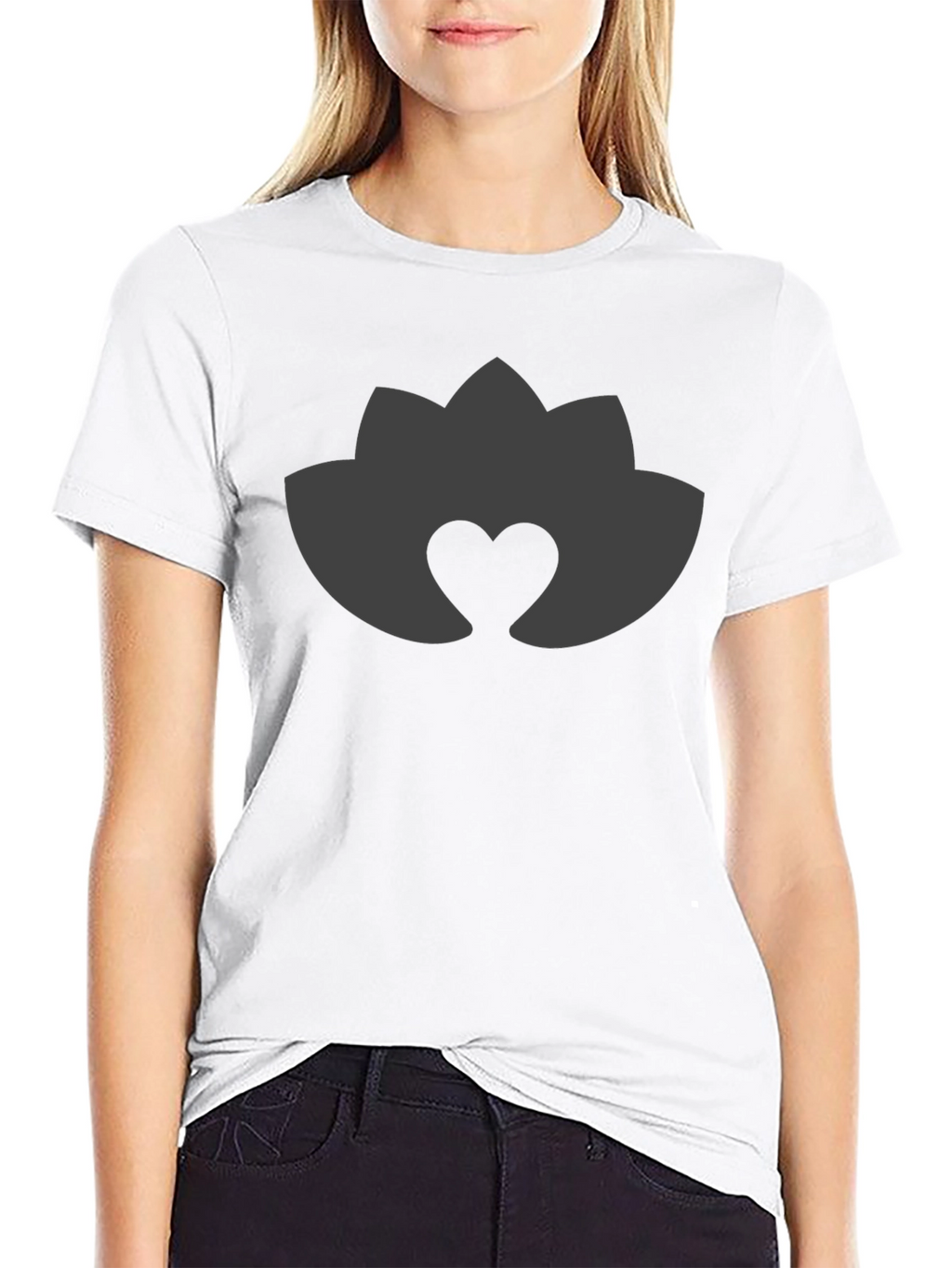 Lotus Heart Black Tee