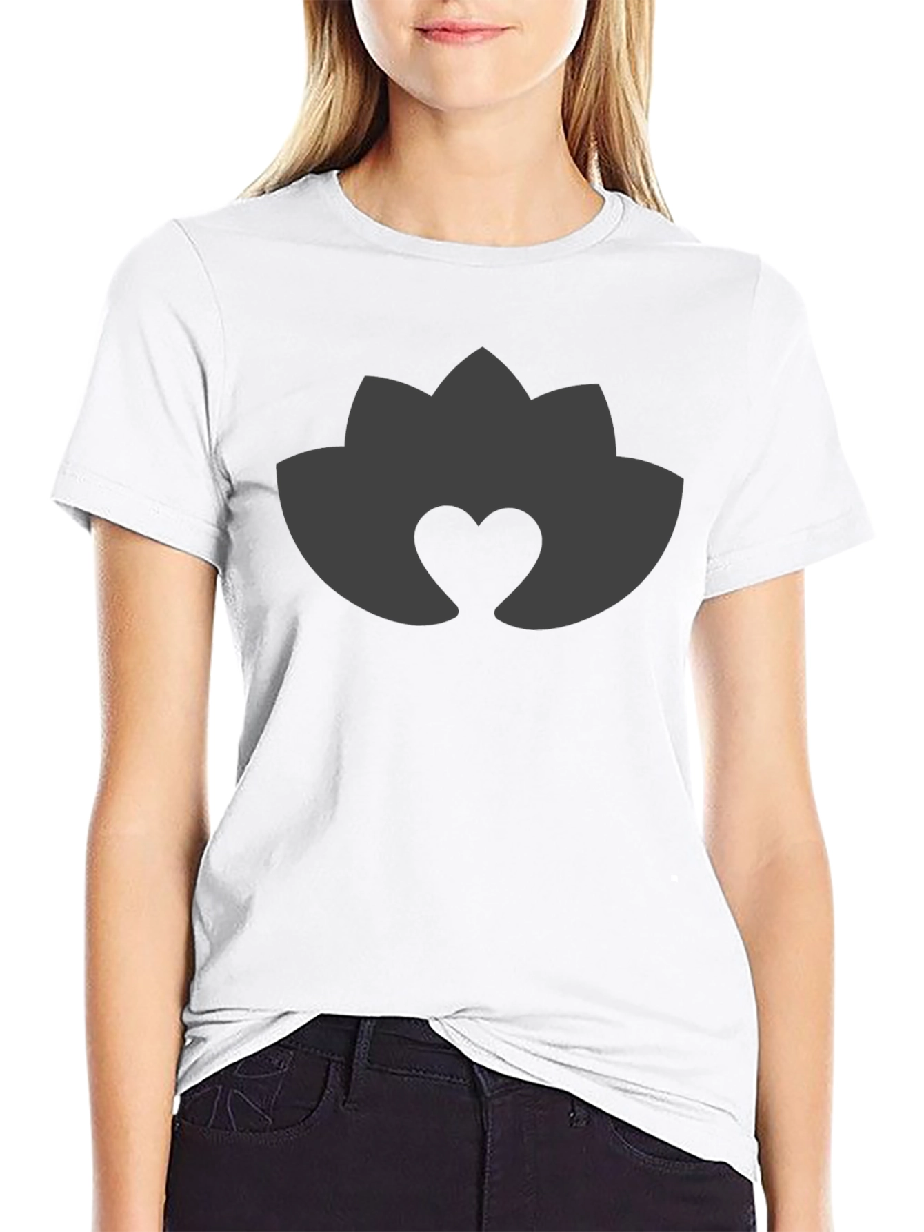 Lotus Heart Black Tee
