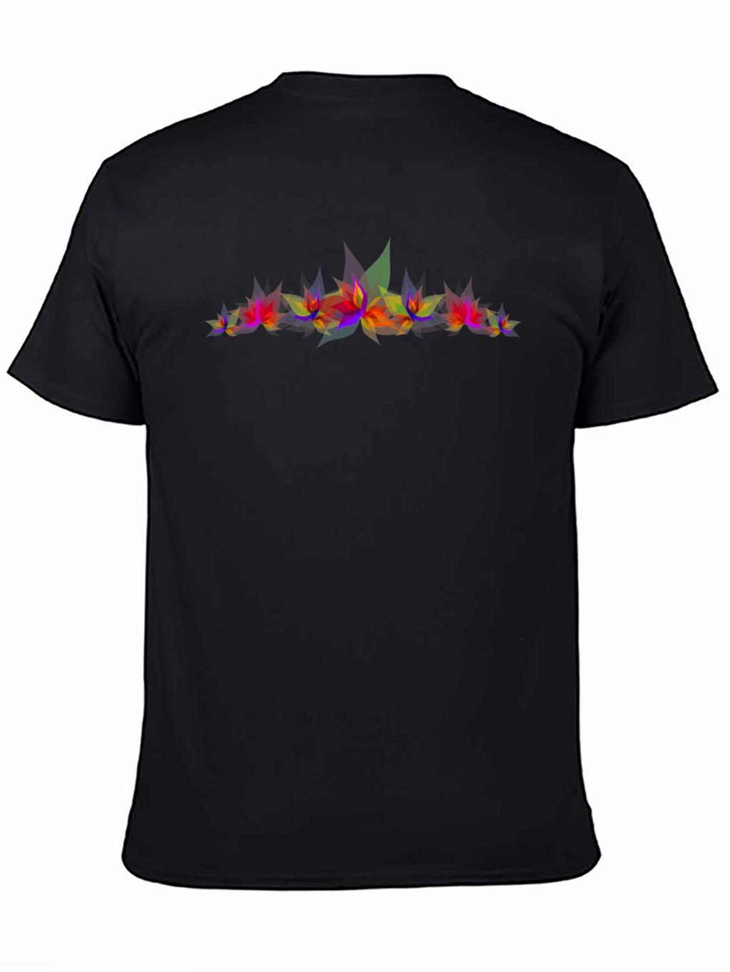 Abstract Geometric Leaves Graphic Print Black T-Shirt