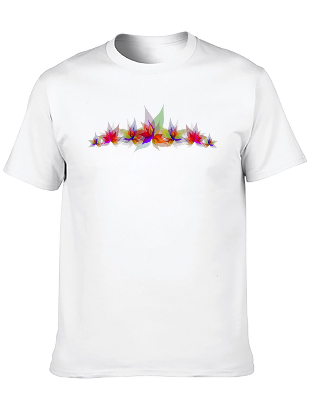 Abstract Geometric Leaves Graphic Print Black T-Shirt