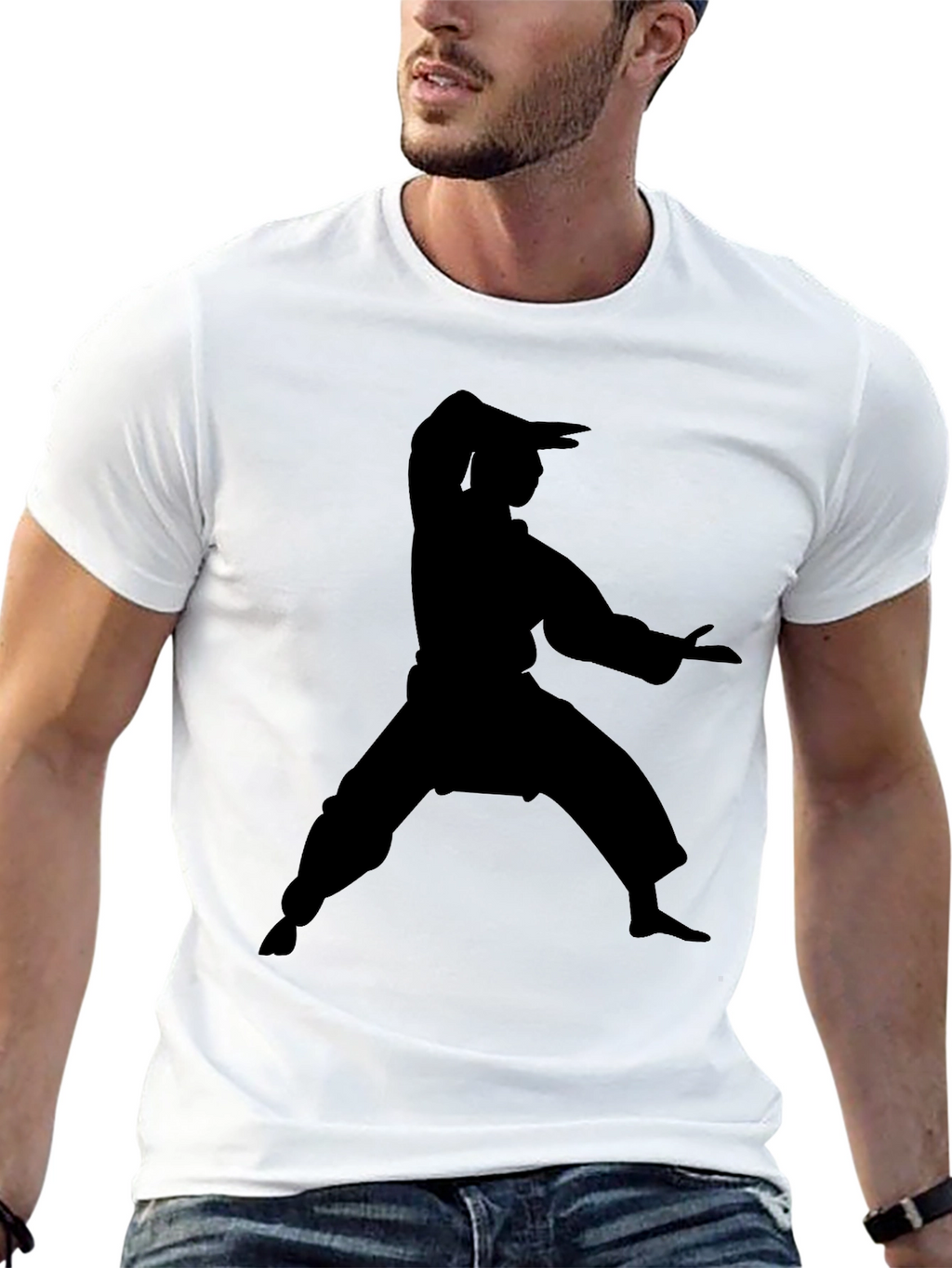 Martial Arts Silhouette Black T-Shirt
