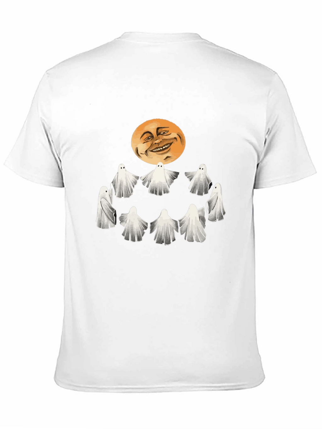 Spooky Ghosts and Moon Graphic Tee - Halloween Style